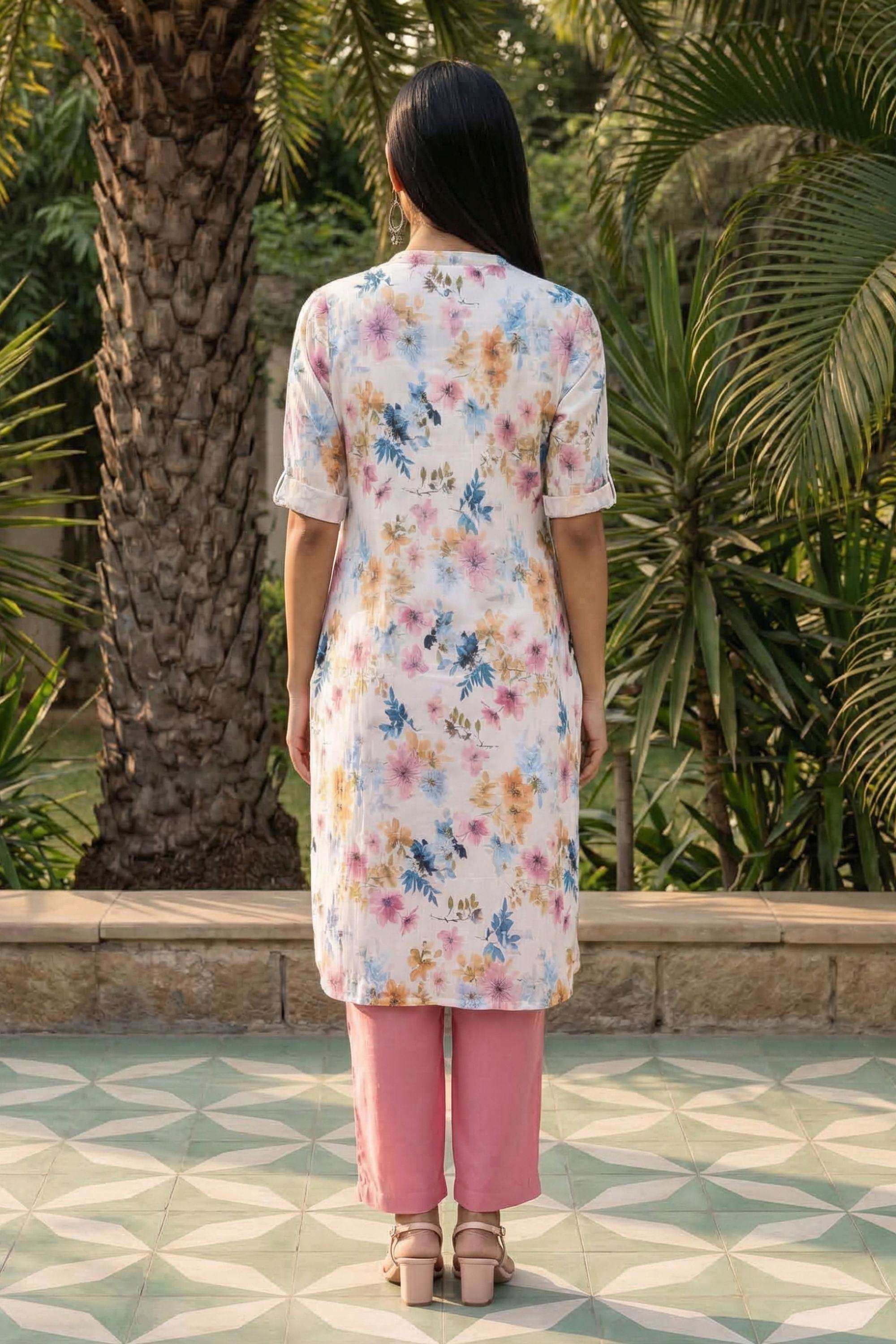 Floral-Rayon-Collared-Women-Kurta-with-Pant