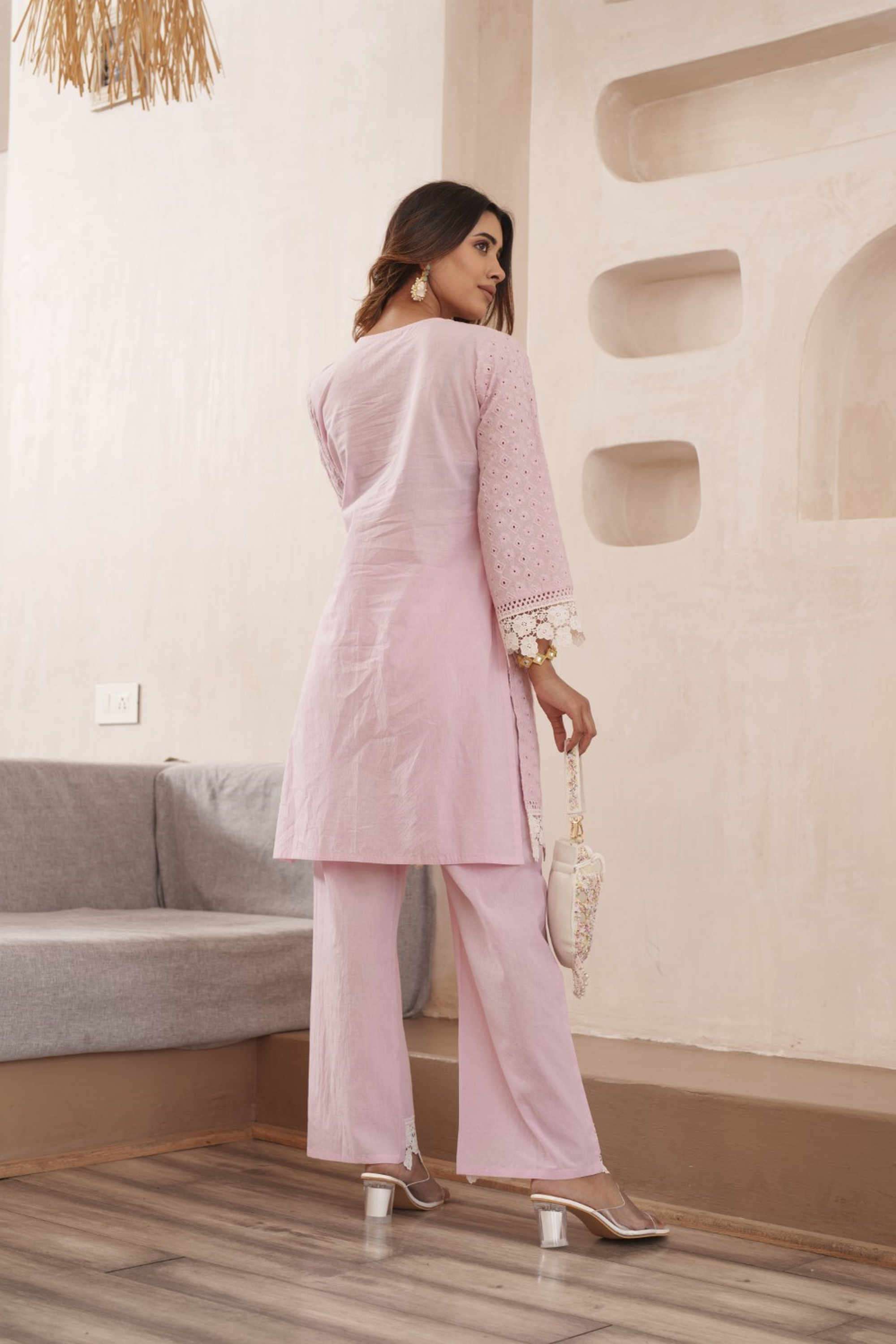 Embellished-V-Neck-Cotton-Women-Kurta-with-Palazzo