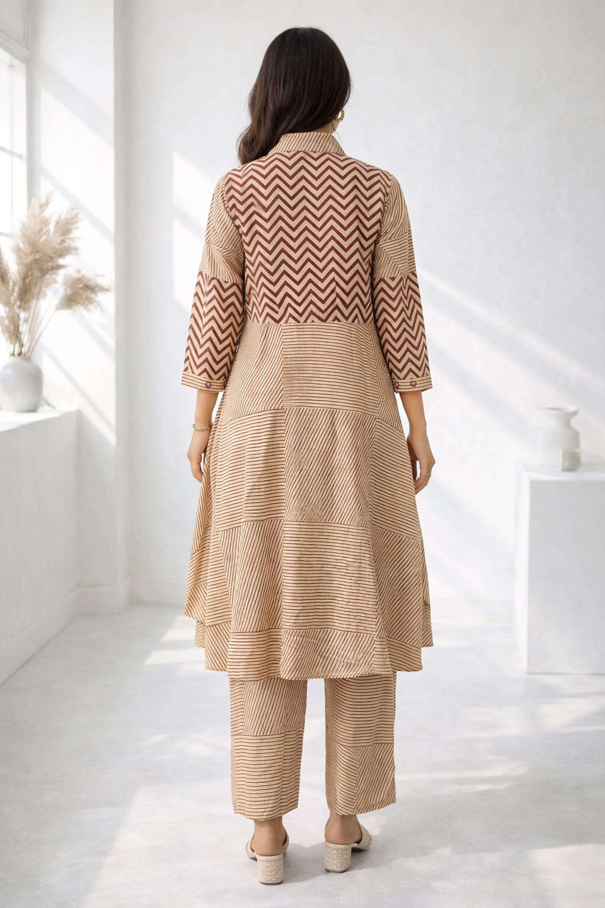 Printed-Collared-Cotton-Women-Kurta-with-Pant