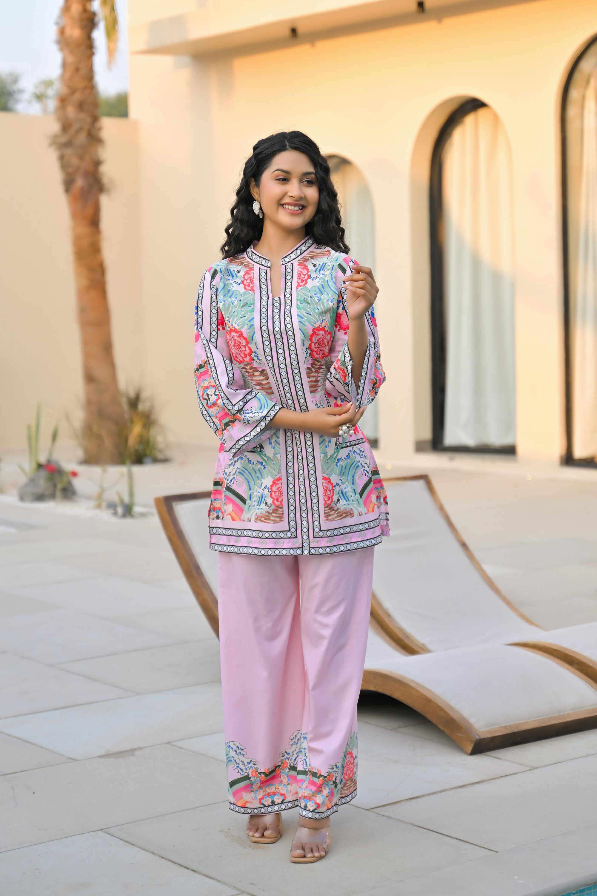 Printed-Collared-Cotton-Women-Kurta-with-Palazzo