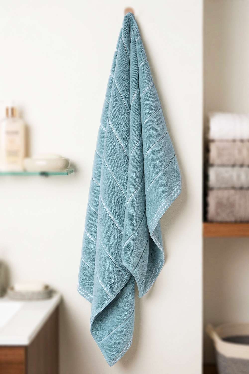 Noah-Air-Zero-Twist-Hand-Towel-Aqua-Yellow-Set-of-4