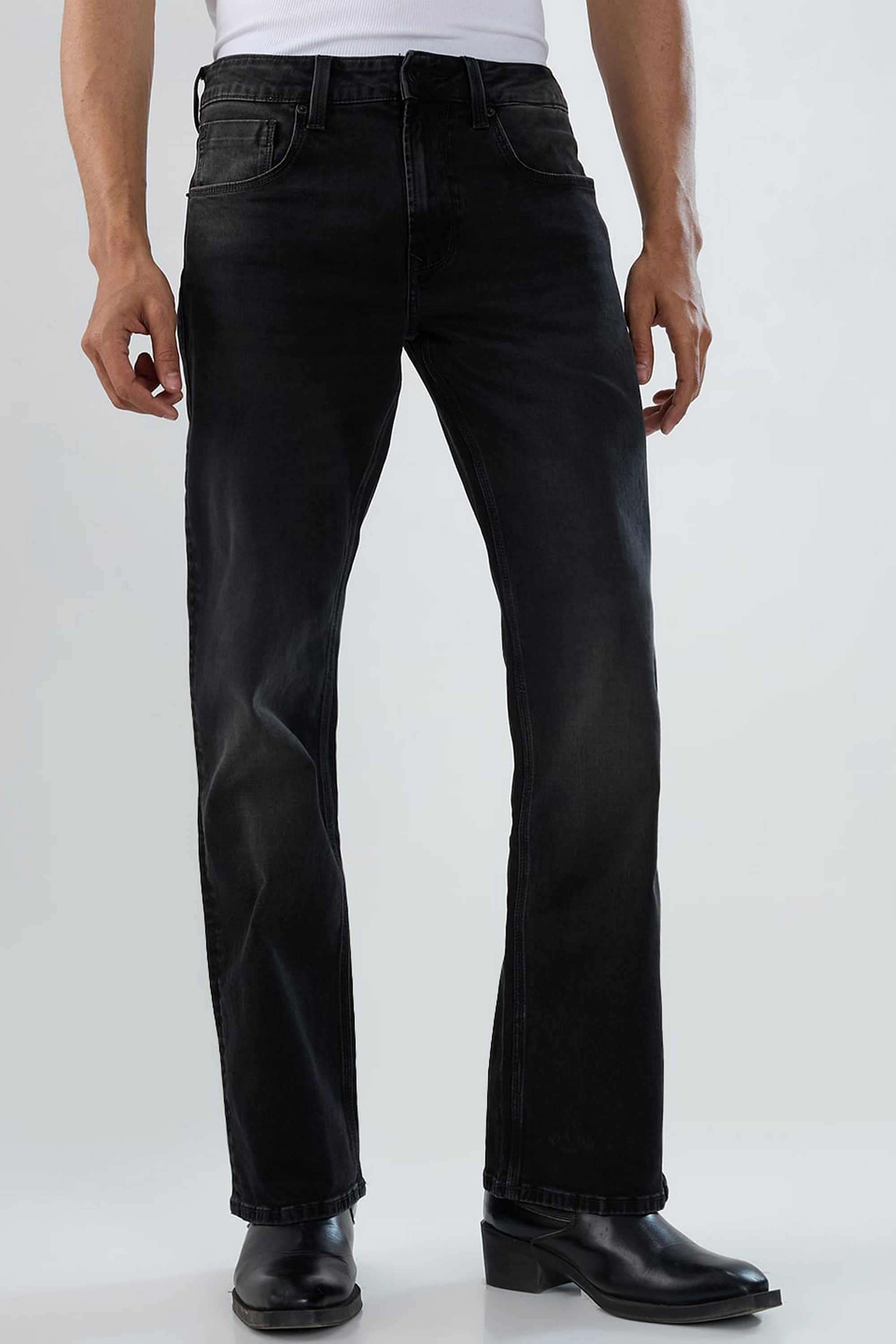Solid-Cotton-Stretch-Bootcut-Fit-Men-s-Jeans