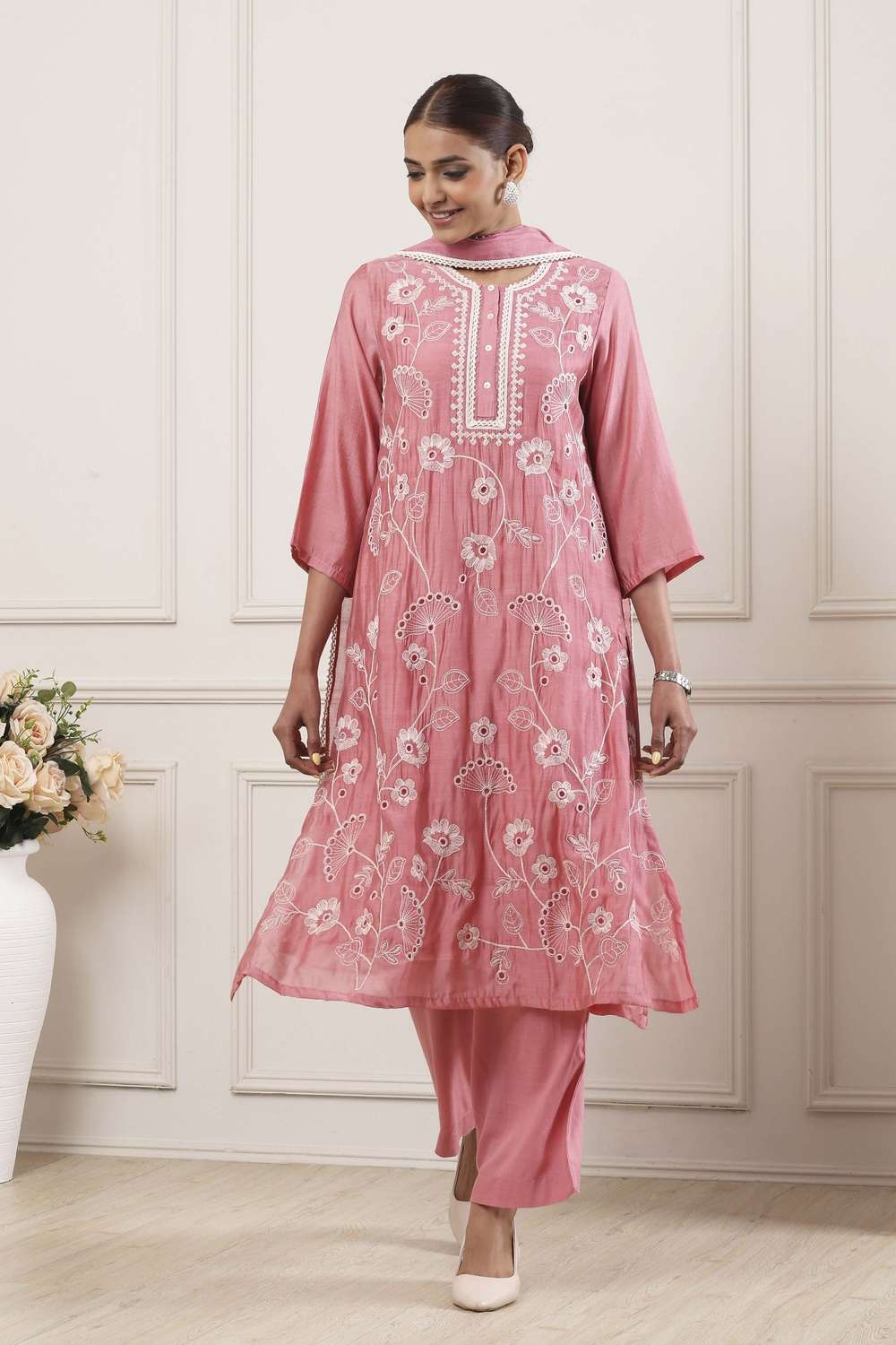 Textured-Polyester-Women-s-Formal-Wear-Kurta-Set