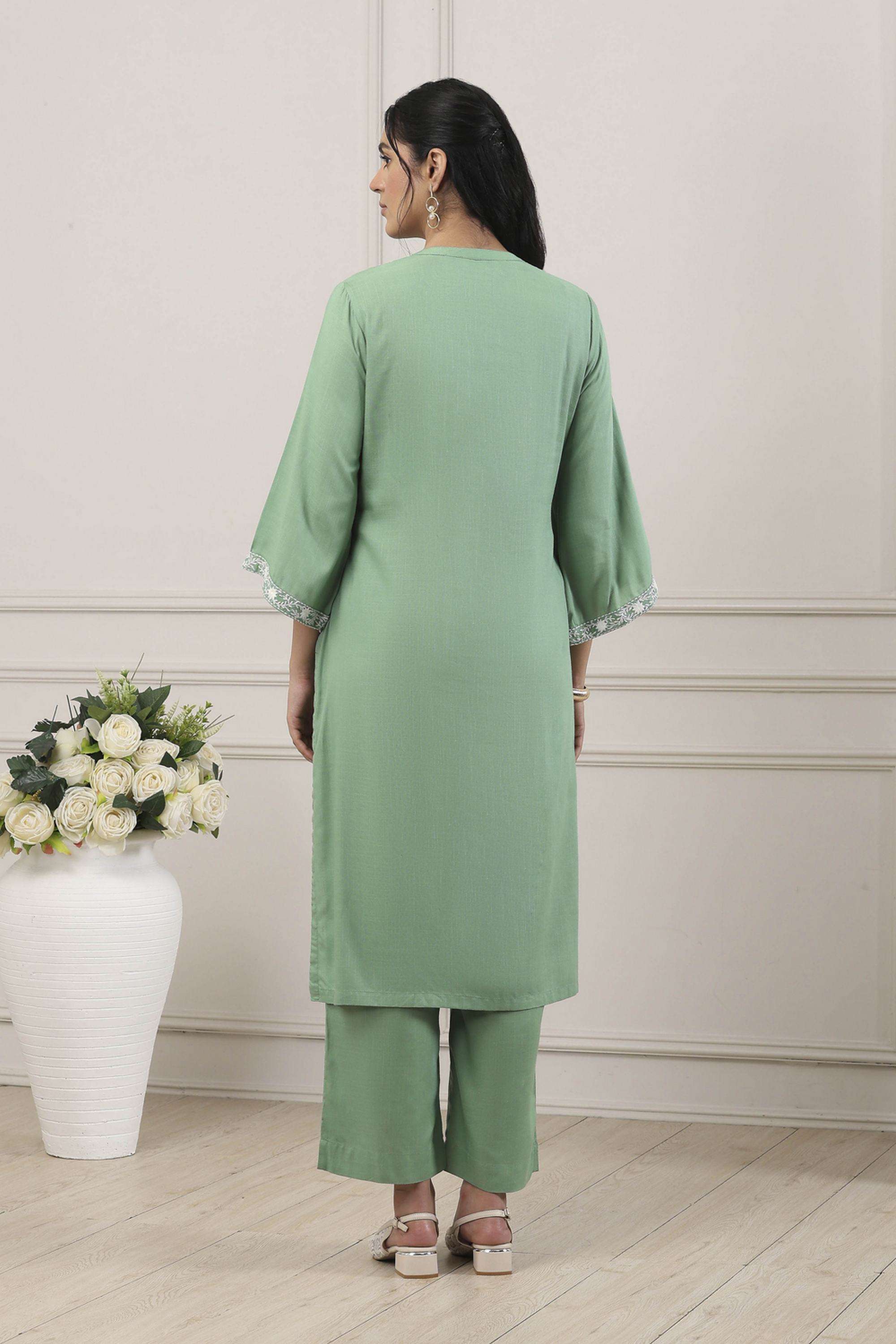 Embroidered-Rayon-Collared-Women-Kurta-with-Pant-and-Dupatta