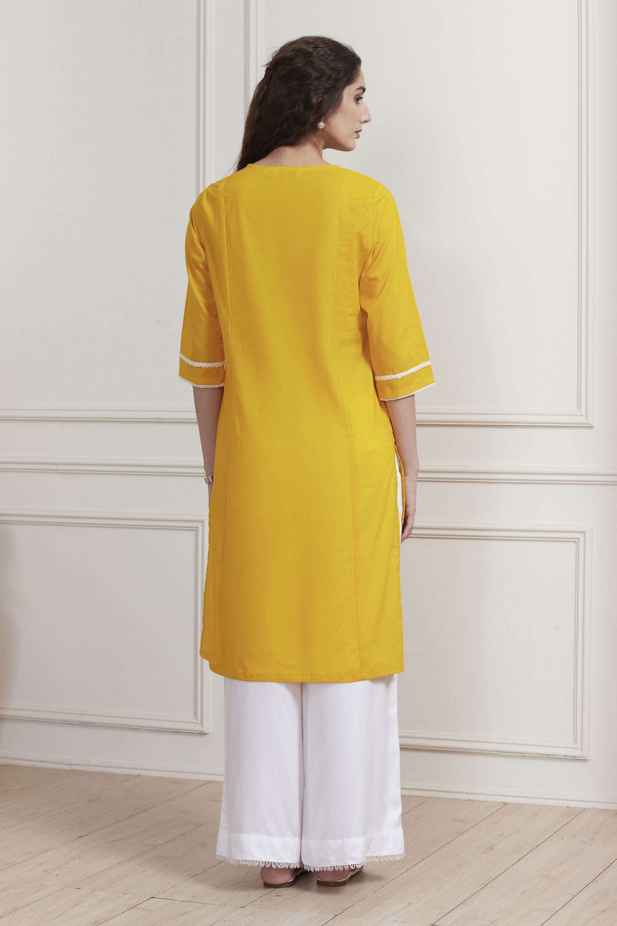 Embroidered-Cotton-Round-Neck-Women-Kurta