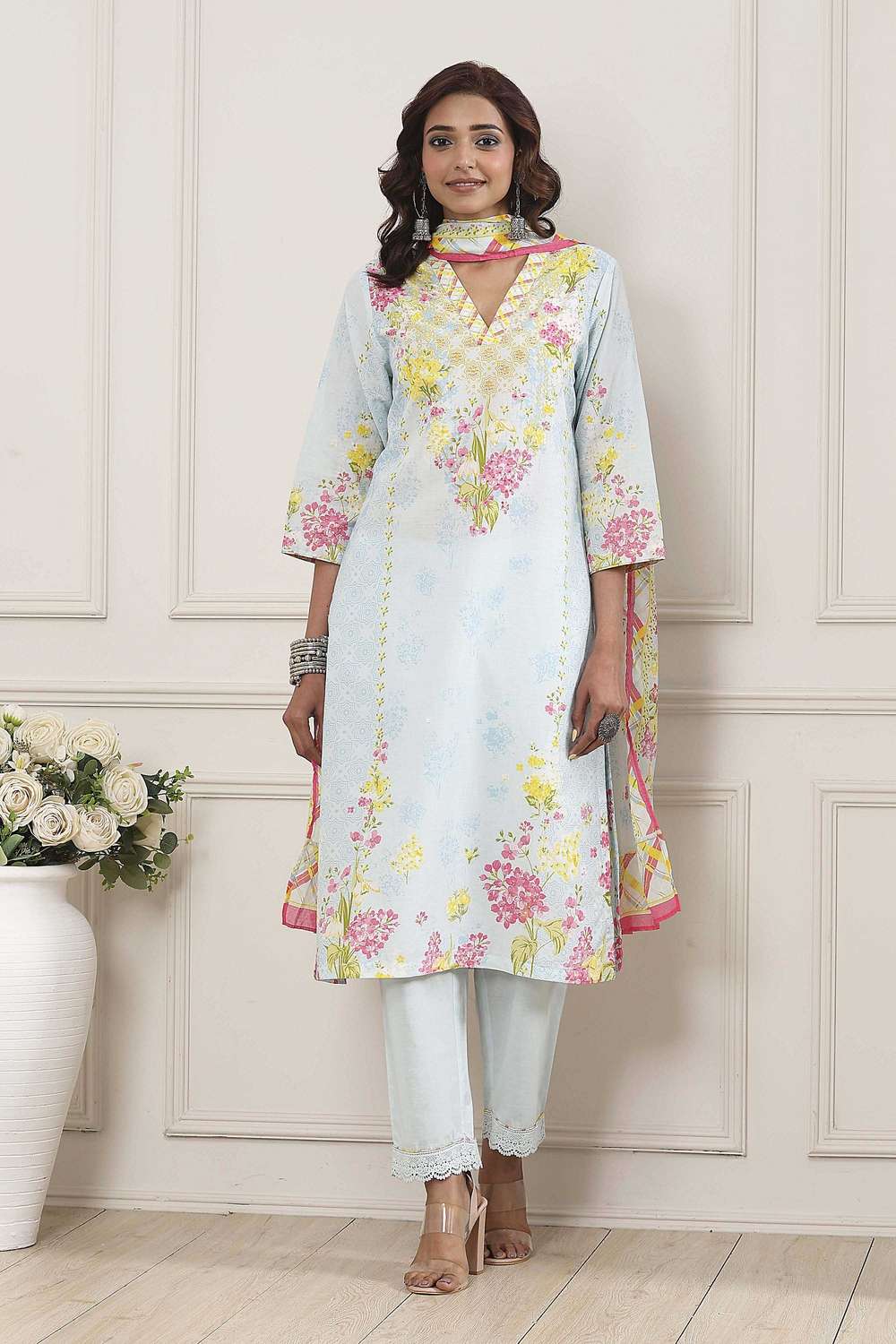 Textured-Cotton-Women-s-Festive-Wear-Kurta-Set