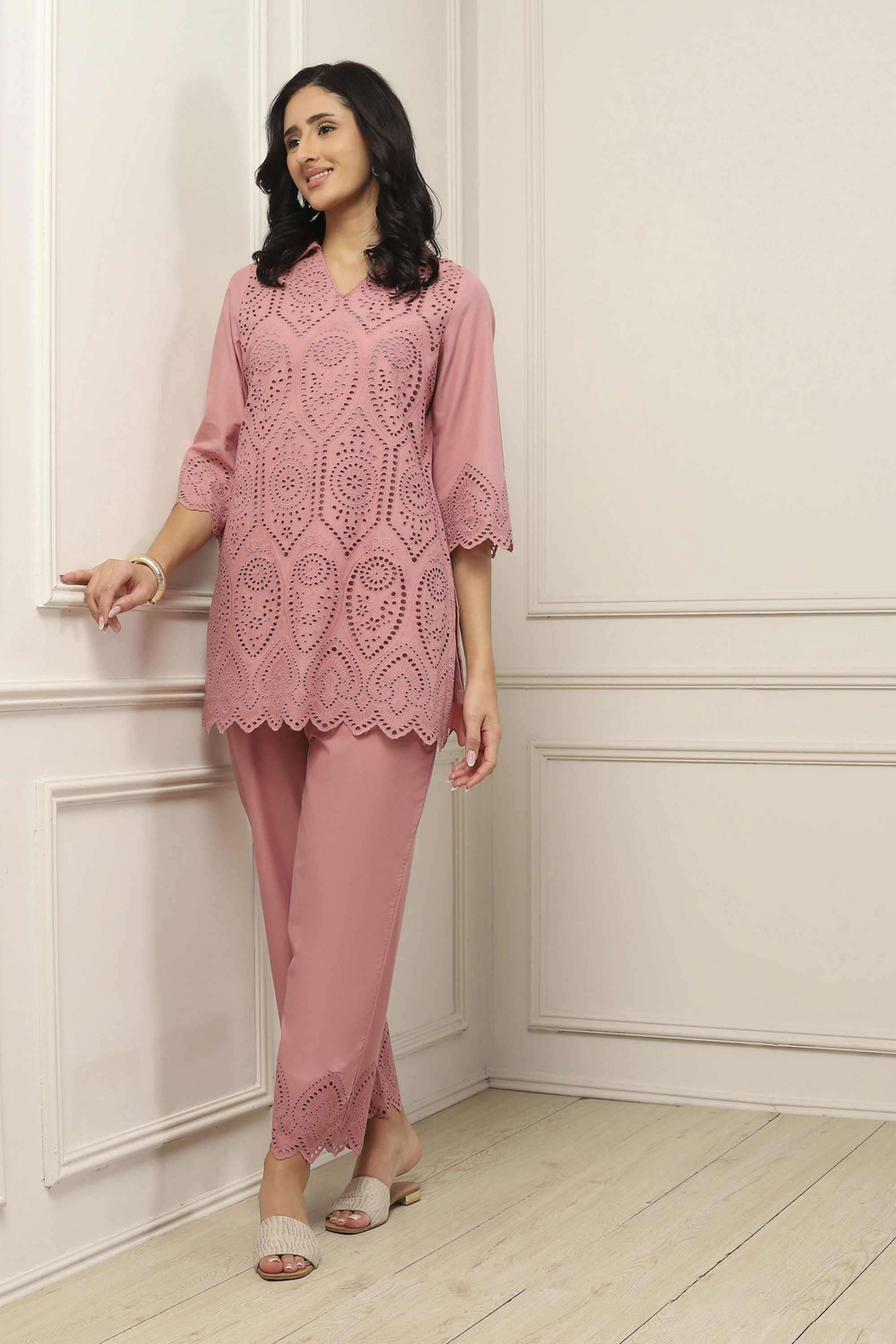 biba Schiffli Cotton Regular Fit Women's Co-Ord Set-picture-31