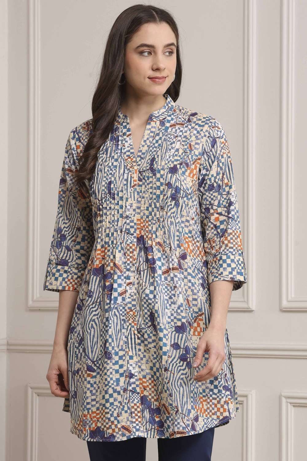 Solid-Cotton-Women-s-Tunic
