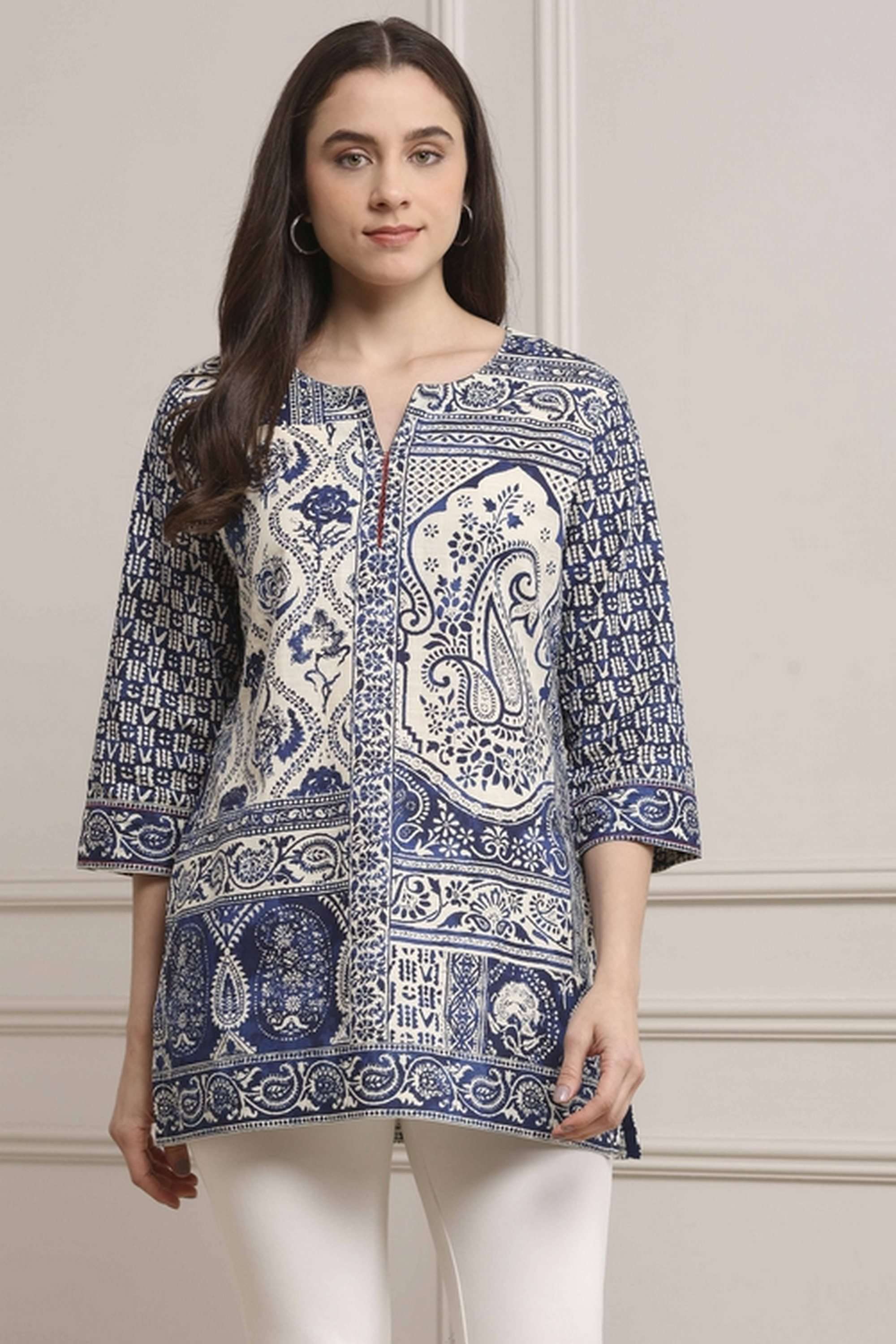 Textured-Cotton-Women-Festive-Wear-Kurta