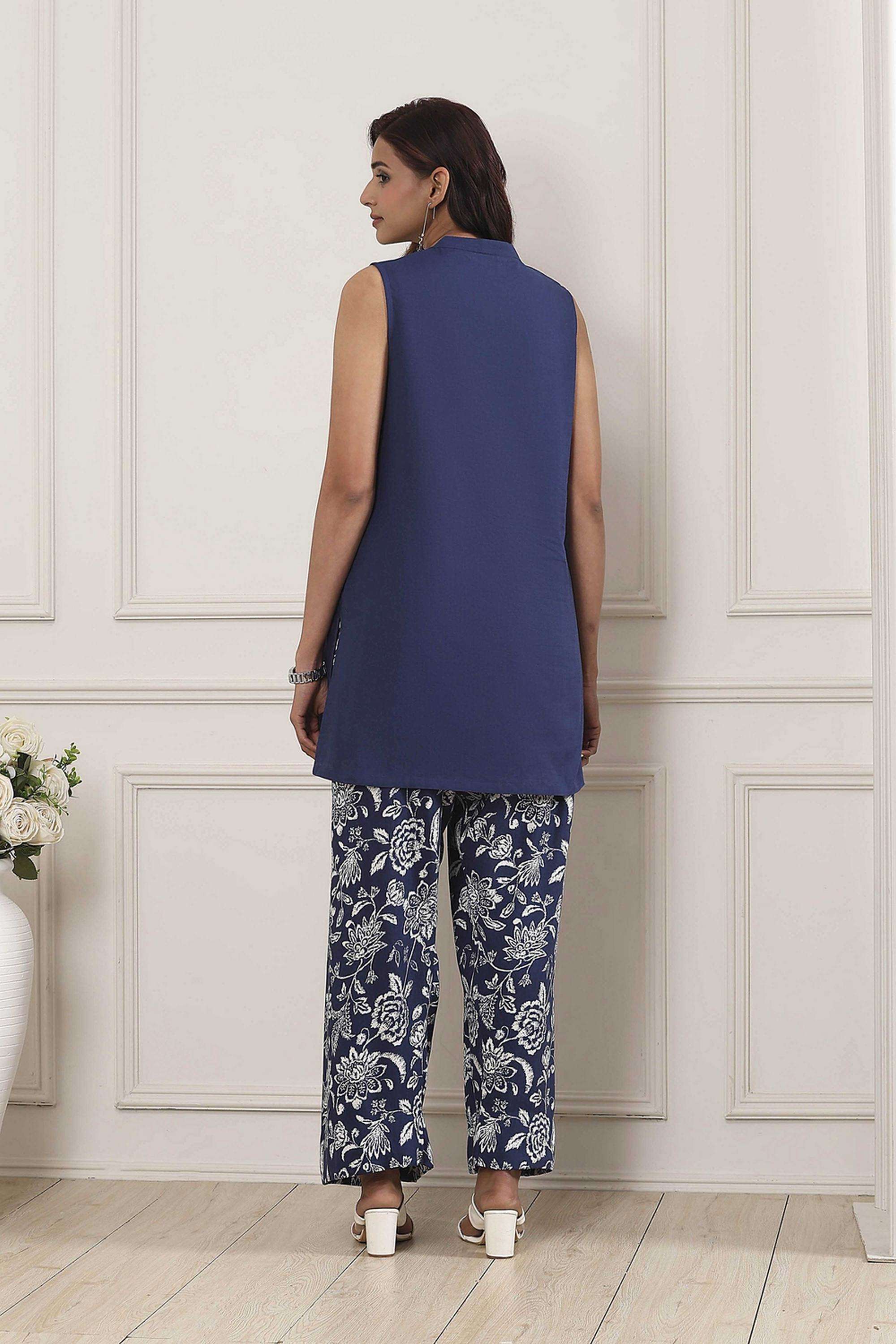 Printed-Cotton-Collared-Women-Kurta-with-Palazzo