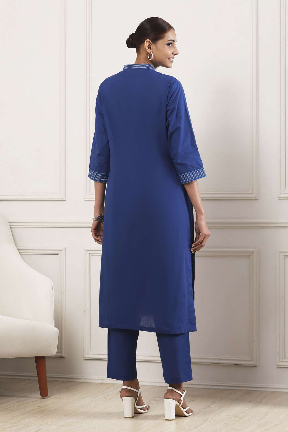 Solid-Cotton-Collared-Women-Kurta-with-Pant-and-Dupatta