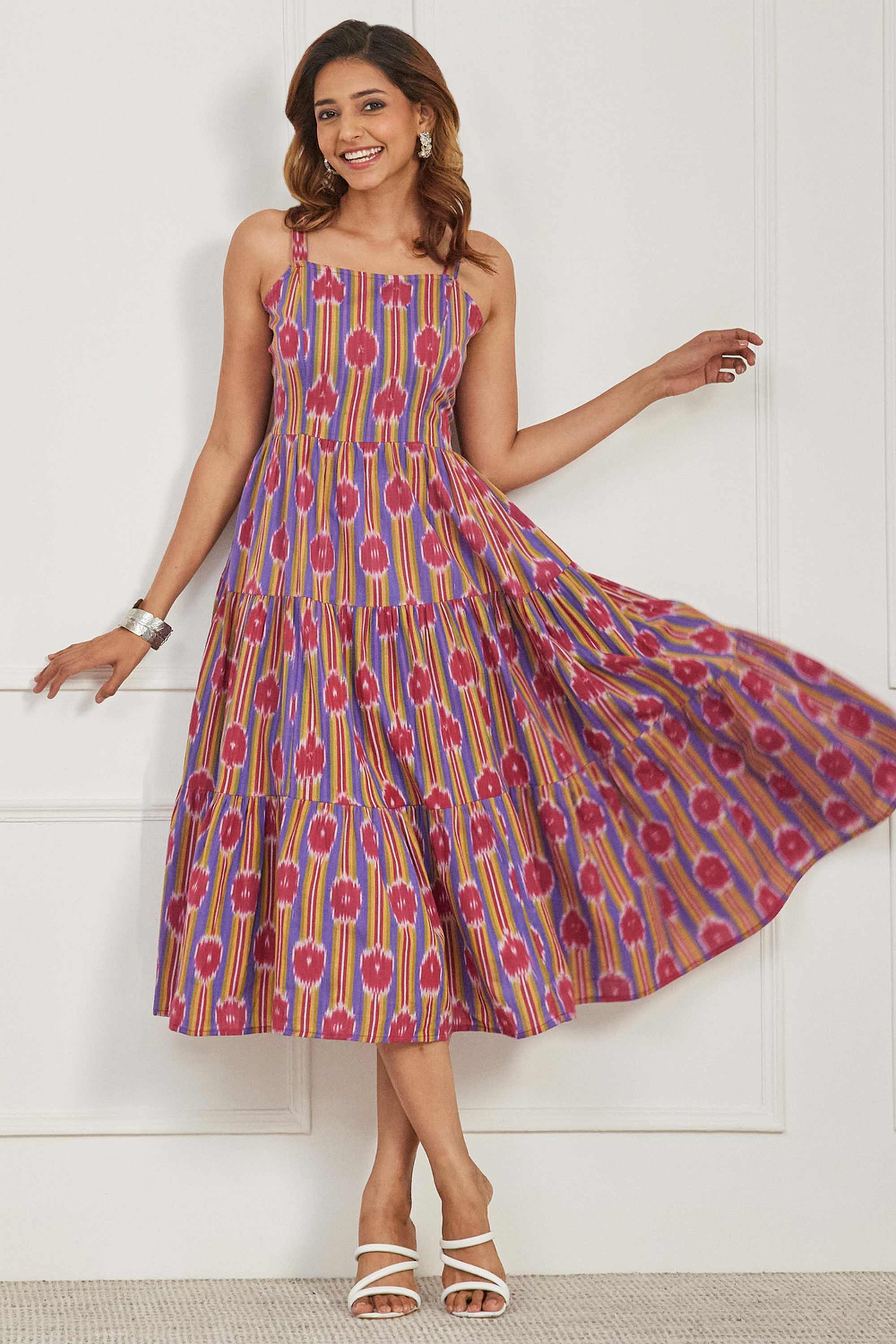 biba Printed Cotton Regular Fit Women's Knee Length Dress-picture-22