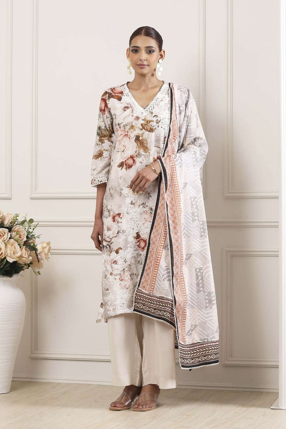 Textured-Cotton-Women-s-Formal-Wear-Kurta-Set