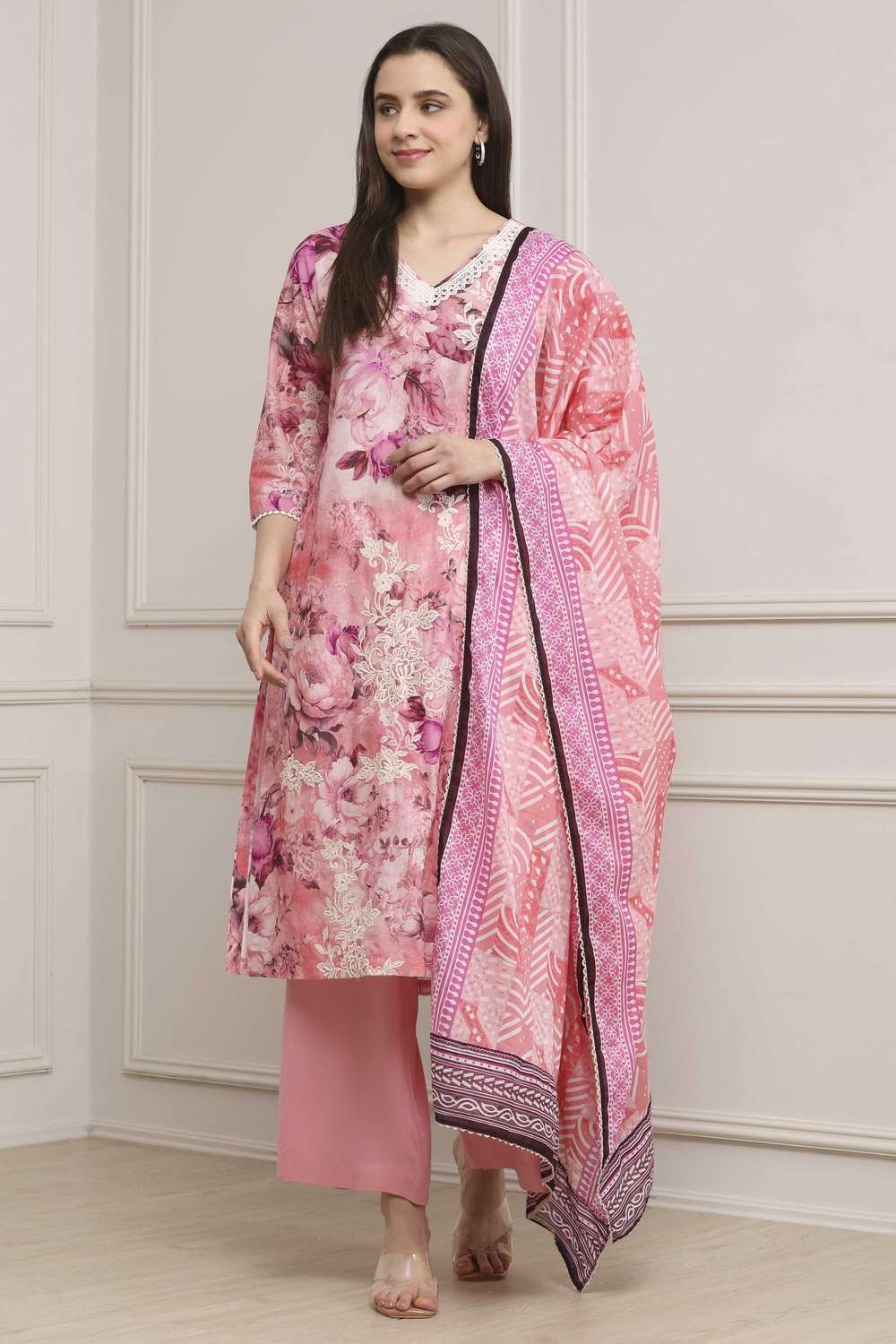 Textured-Cotton-Women-s-Formal-Wear-Kurta-Set