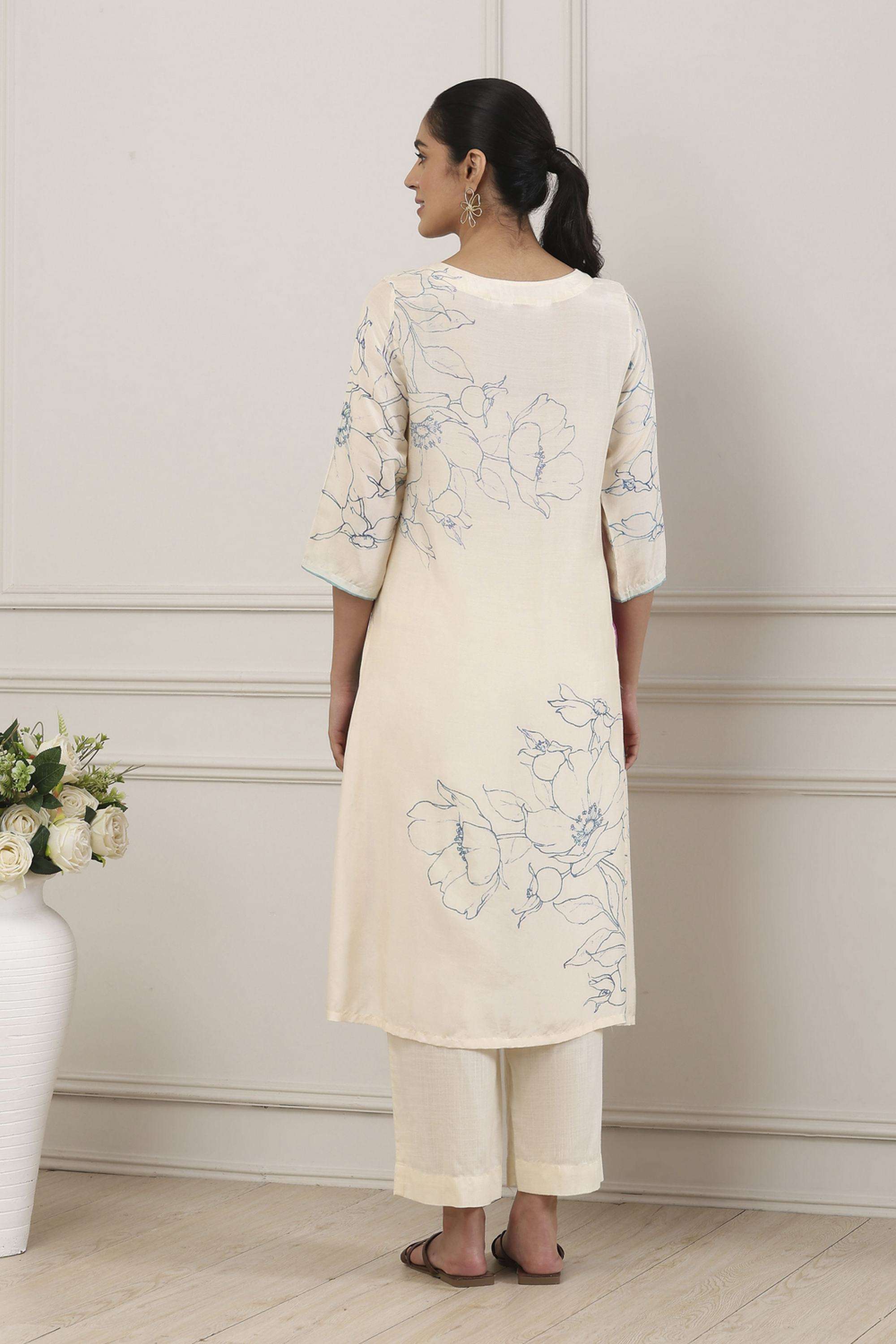 Floral-Viscose-Round-Neck-Women-Kurta-with-Pant