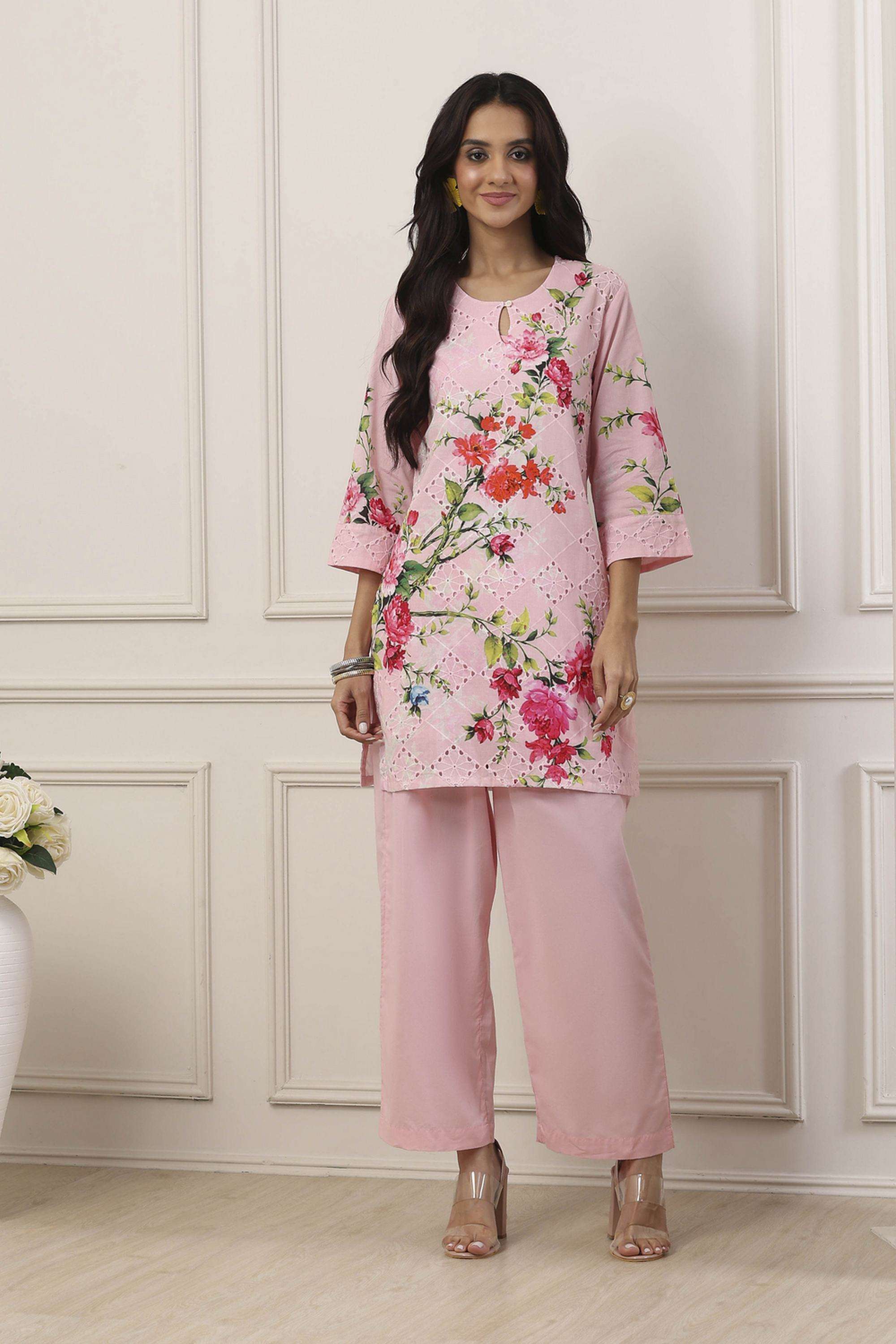 Floral-Cotton-Round-Neck-Women-Kurta-with-Palazzo