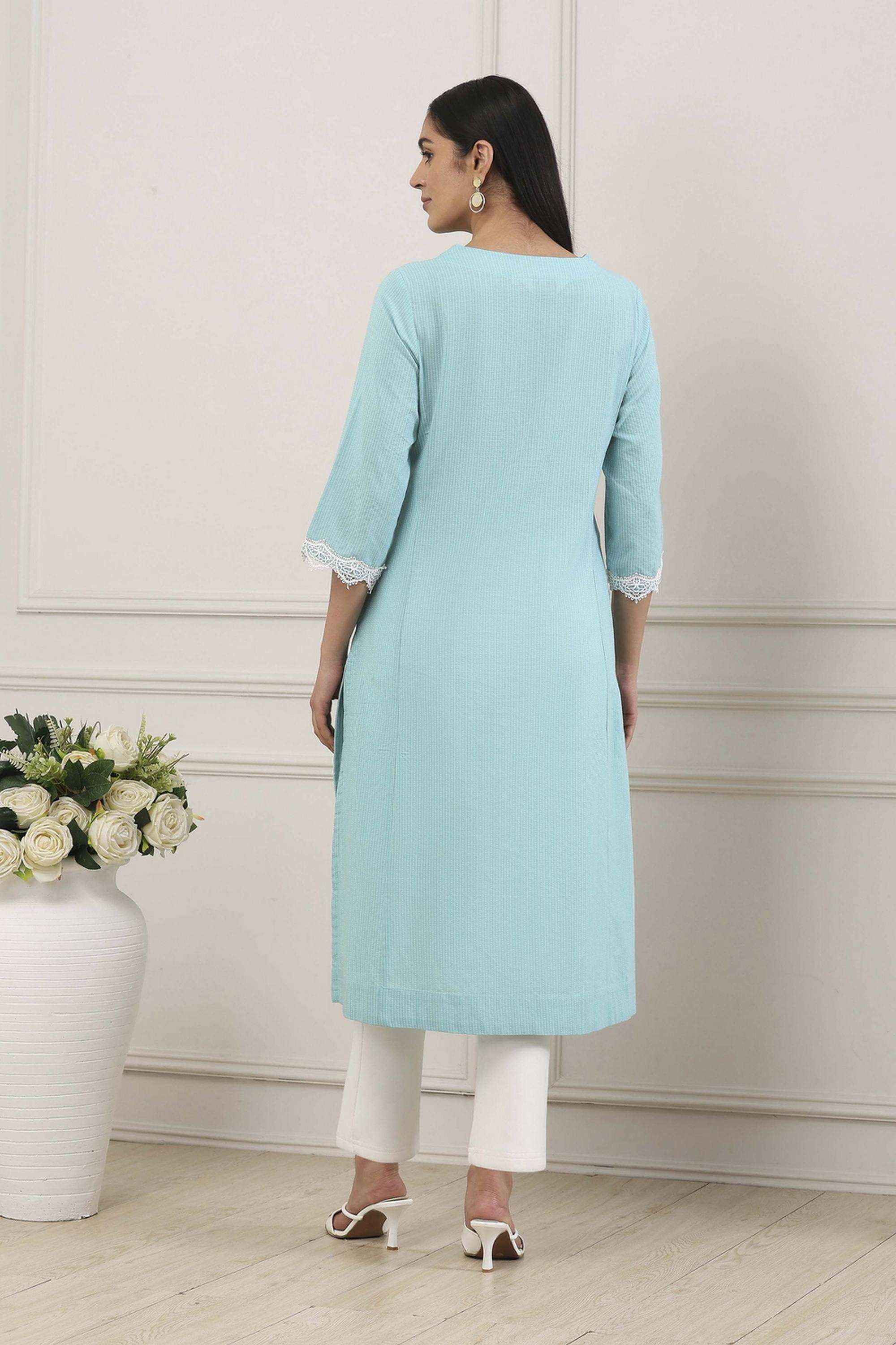 Printed-Cotton-V-Neck-Women-Kurta