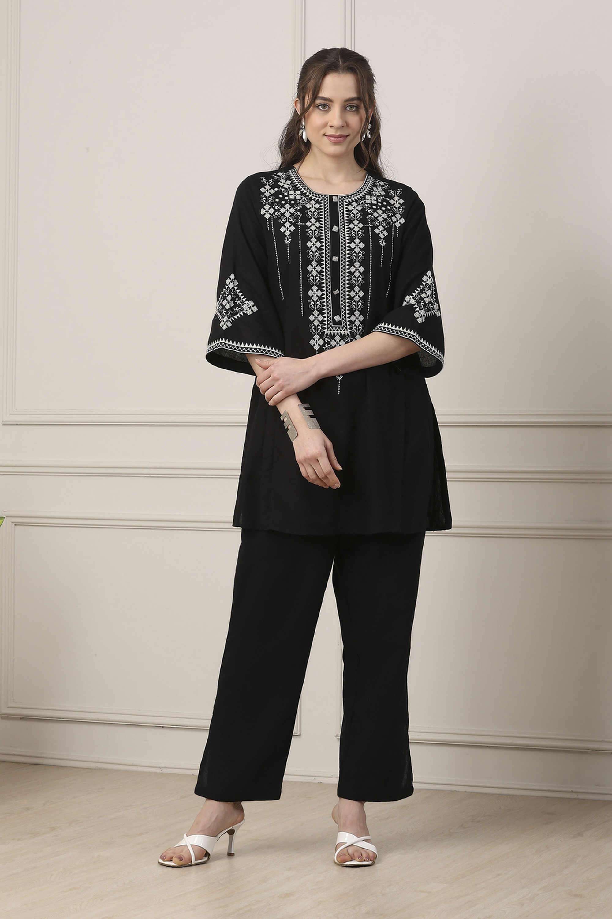 biba Embroidered Cotton Regular Fit Women's Co-Ord Set-picture-14