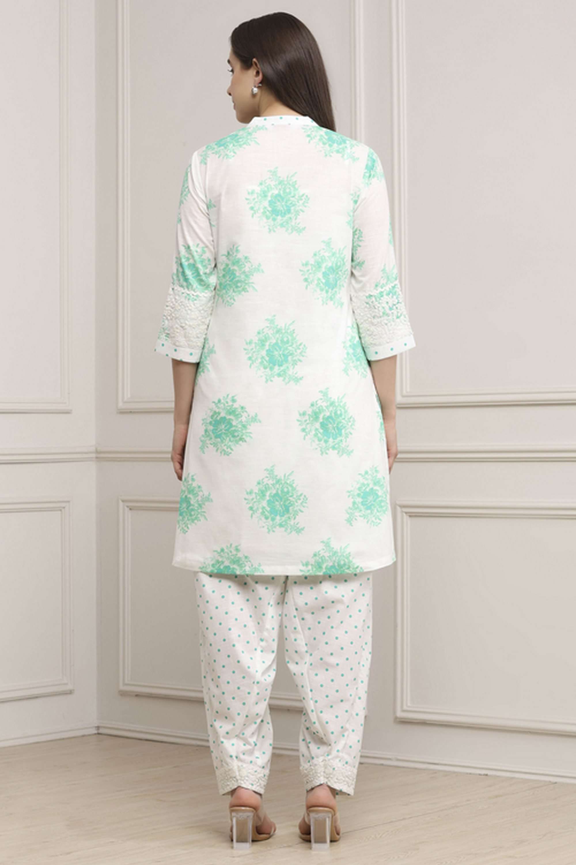 Textured-Cotton-Women-Kurta-with-Salwar-and-Dupatta