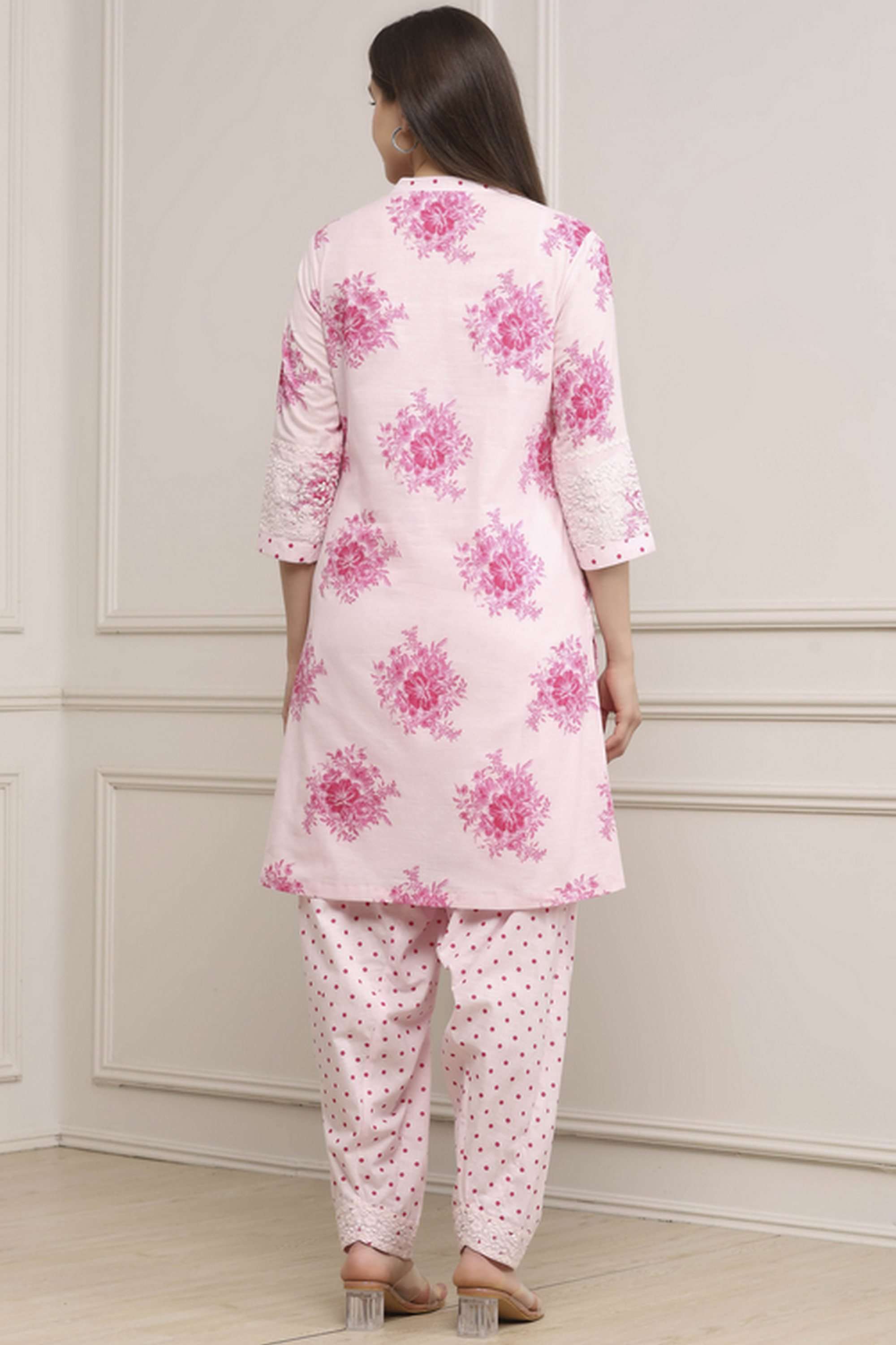 Textured-Cotton-Women-Kurta-with-Salwar-and-Dupatta