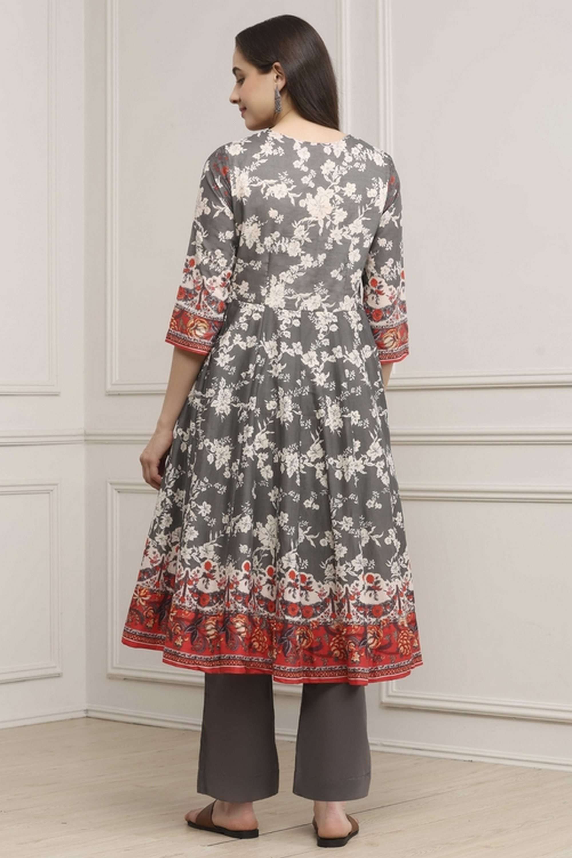 Textured-Cotton-Women-Anarkali-Kurta-with-Pant-and-Dupatta