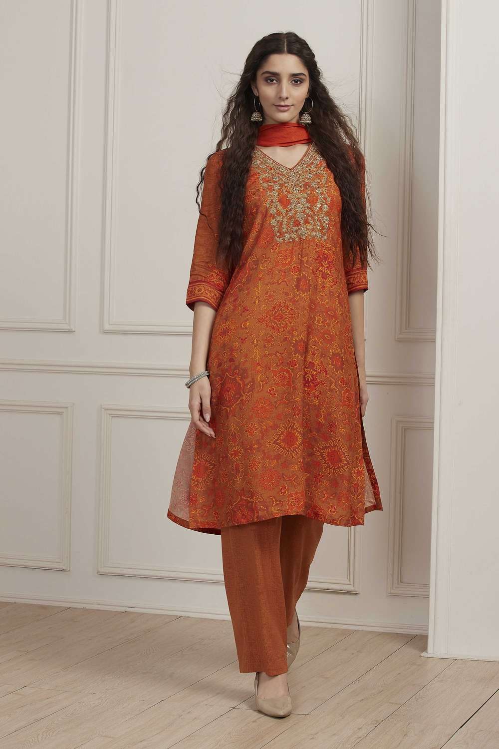 Textured-Modal-Women-s-Festive-Wear-Kurta-Set