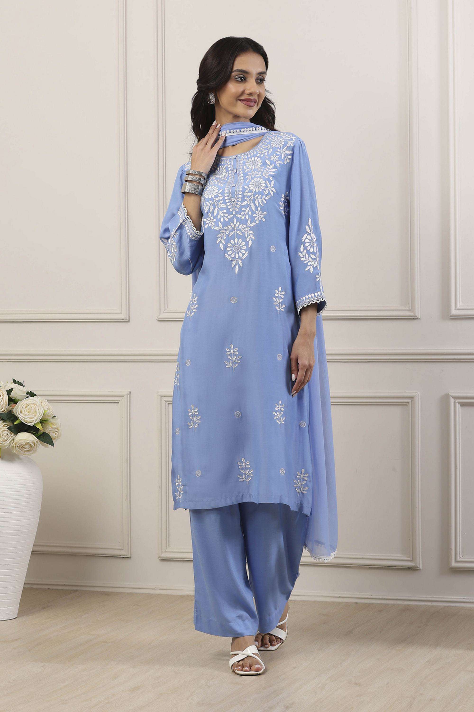 Embroidered-Polyester-Round-Neck-Women-Kurta-with-Palazzo-and-Dupatta