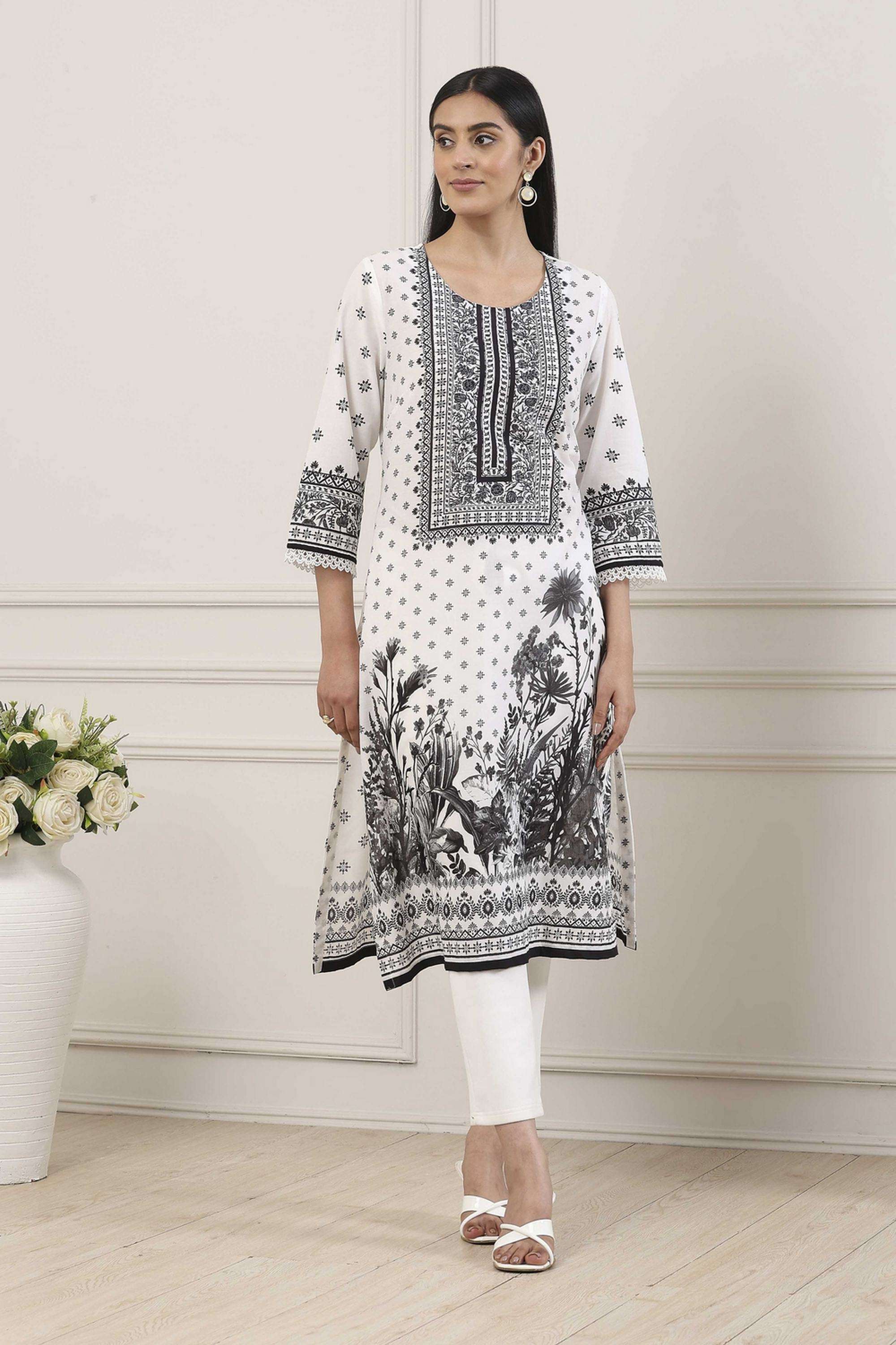 Printed-Cotton-Round-Neck-Women-Kurta
