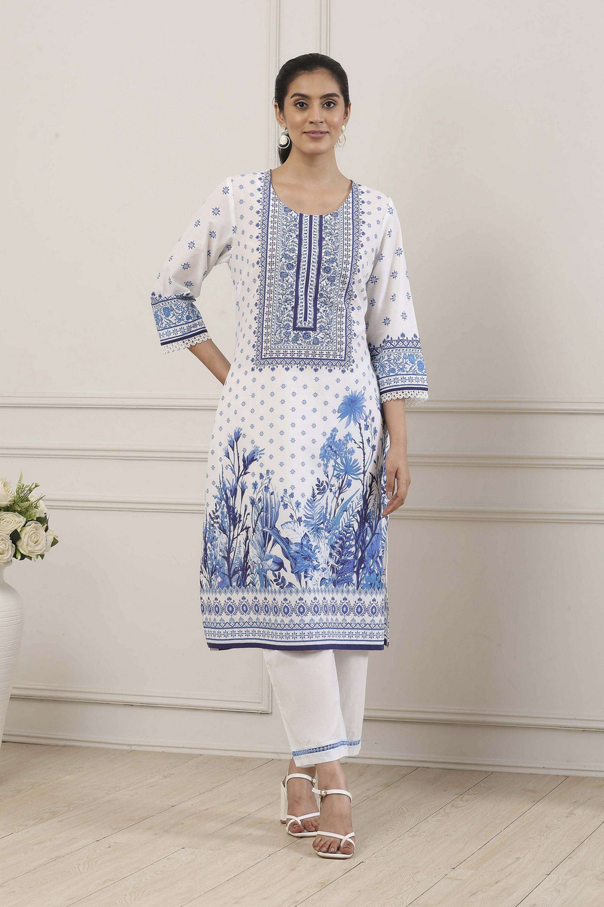 Printed-Cotton-Round-Neck-Women-Kurta