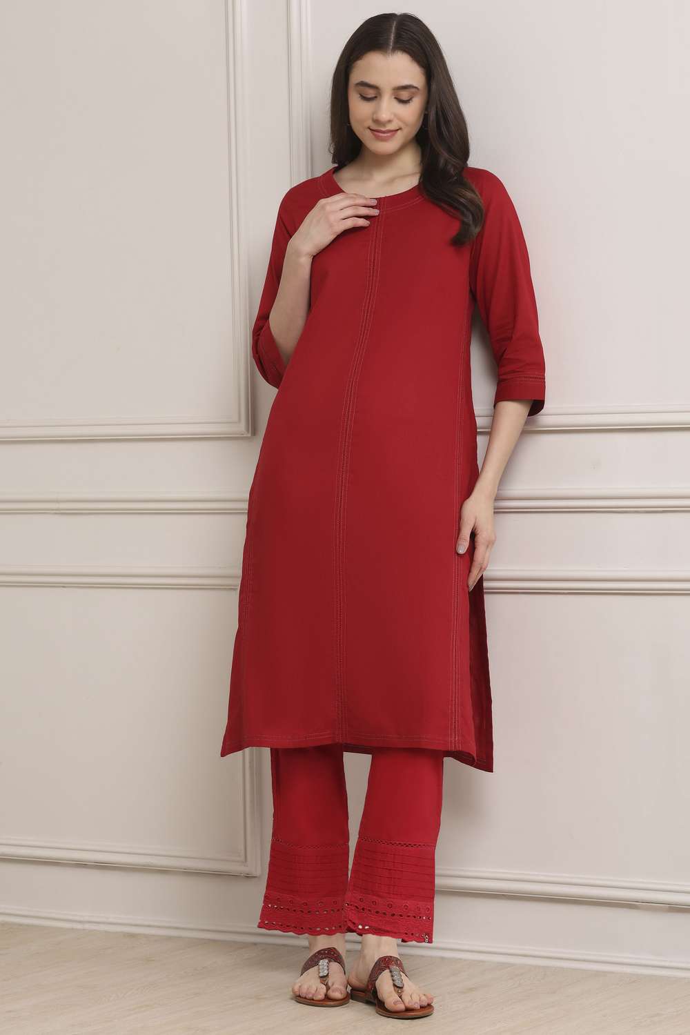 Textured-Cotton-Women-s-Festive-Wear-Kurta