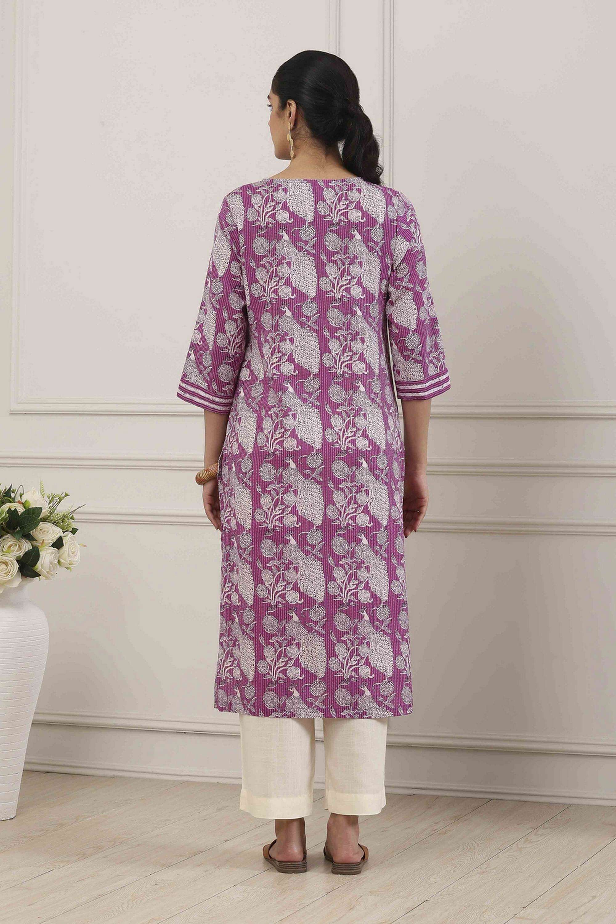 Printed-Cotton-Round-Neck-Women-Kurta