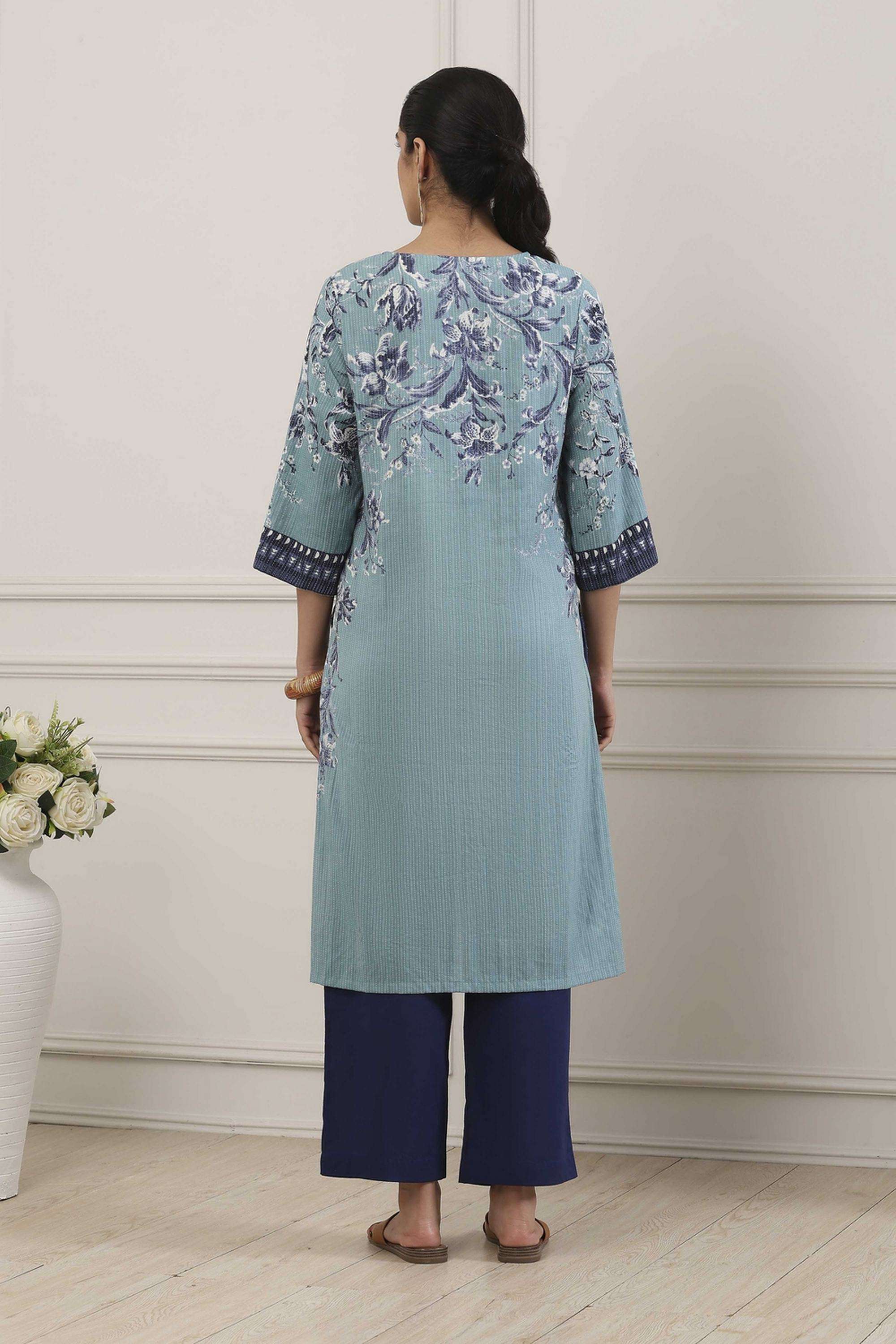 Floral-Cotton-Round-Neck-Women-Kurta