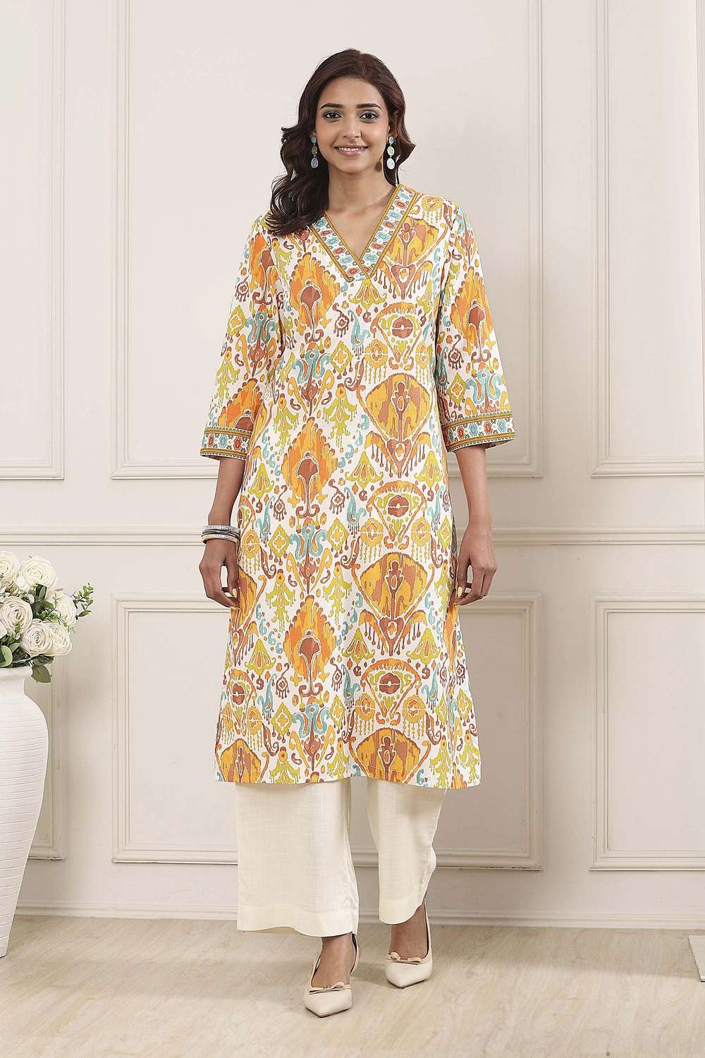 Textured-Cotton-Women-s-Festive-Wear-Kurta