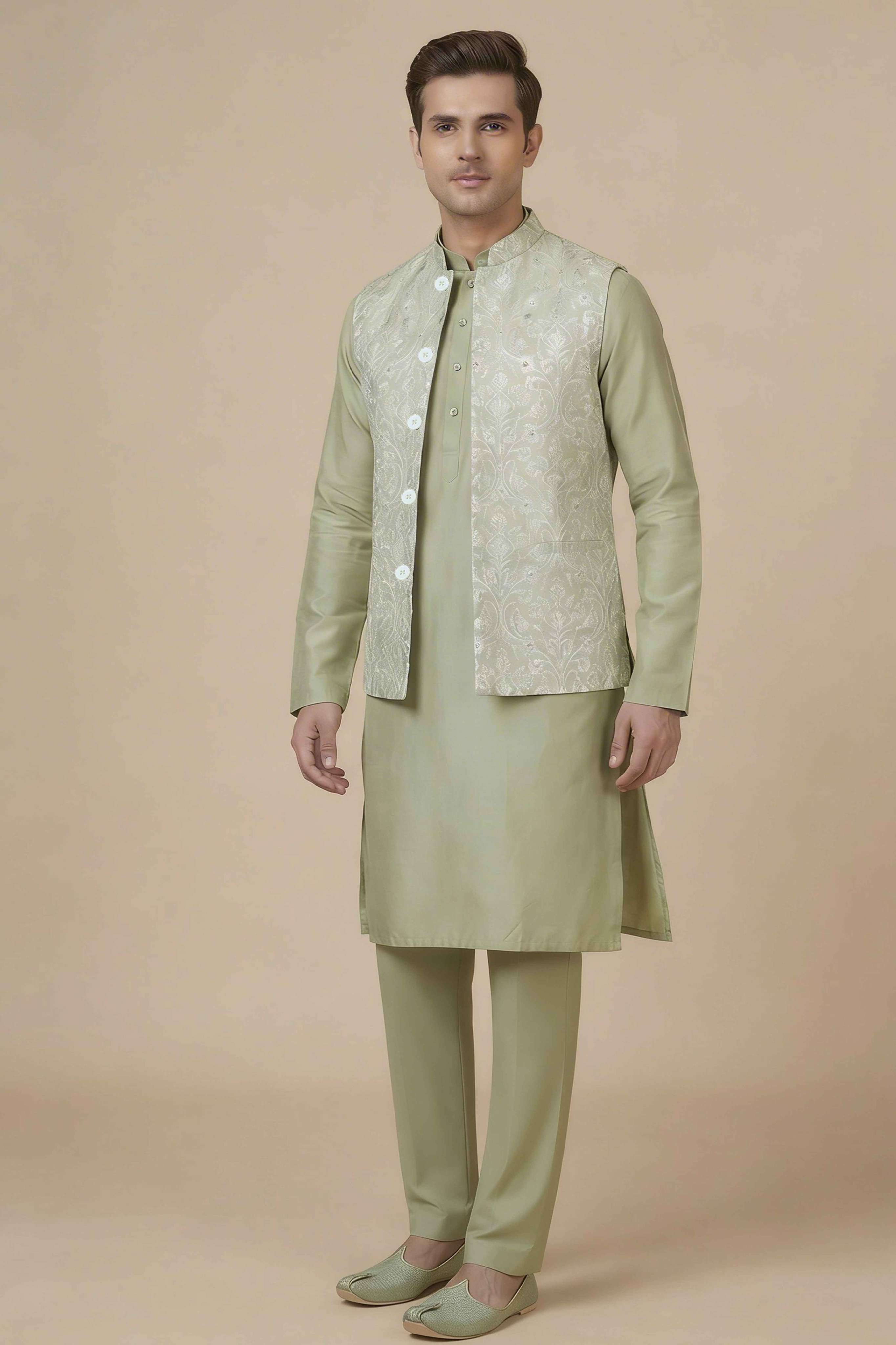 Embroidered-Viscose-Woven-Men-s-Kurta-Pyjama-Jacket-Set