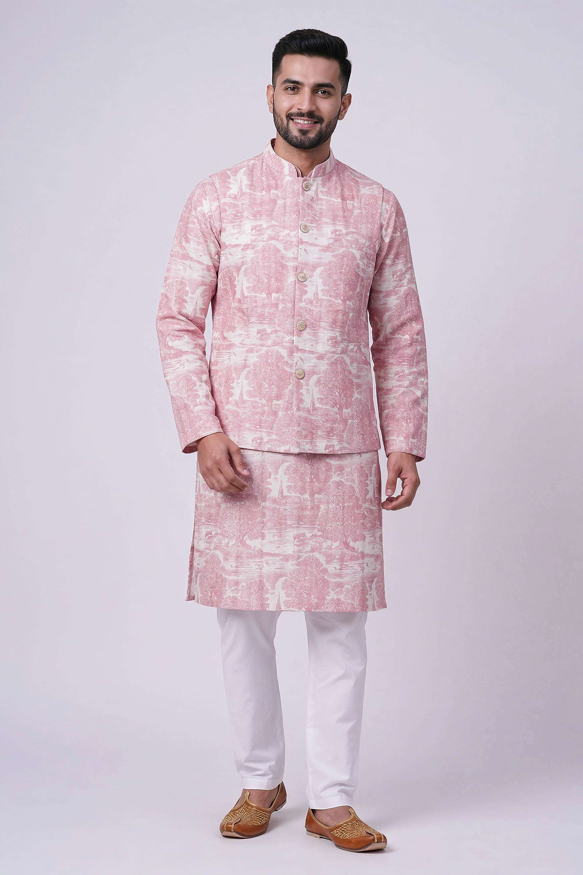 Printed-Blended-Fabric-Men-s-Casual-Wear-Kurta-Set