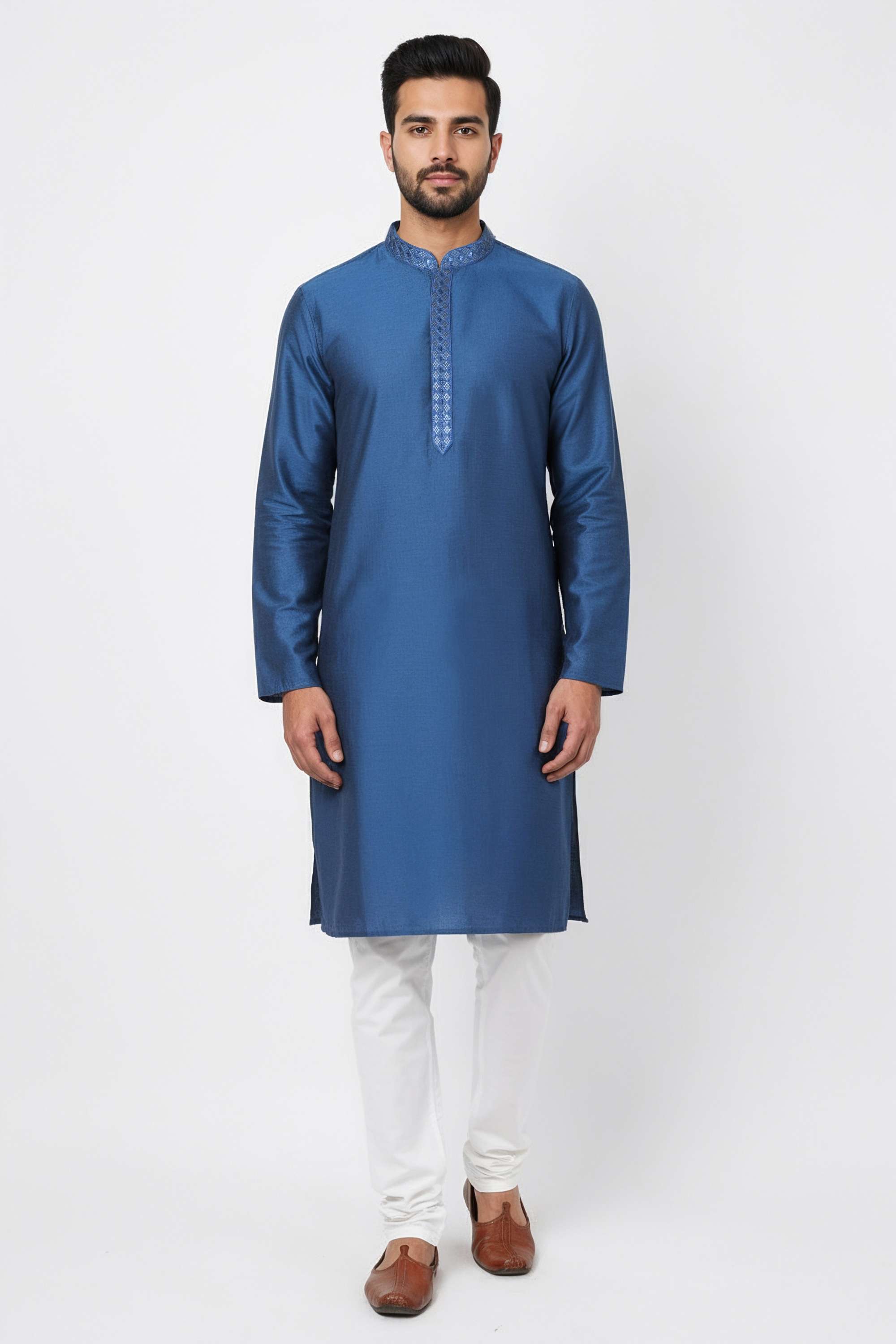 Solid-Blended-Fabric-Men-s-Casual-Wear-Kurta