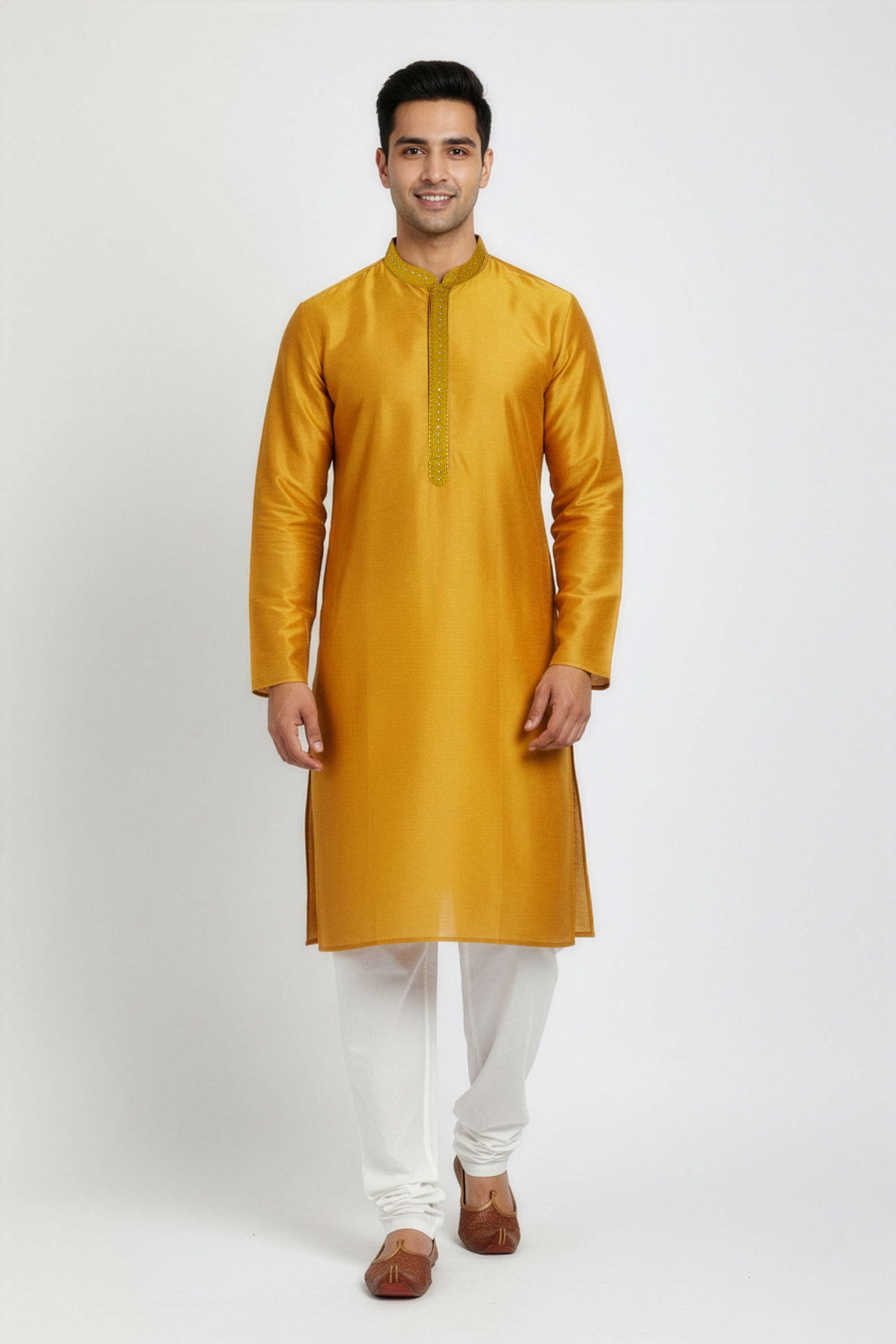 SOLID-Blended-Fabric-Men-s-Festive-Wear-Kurta
