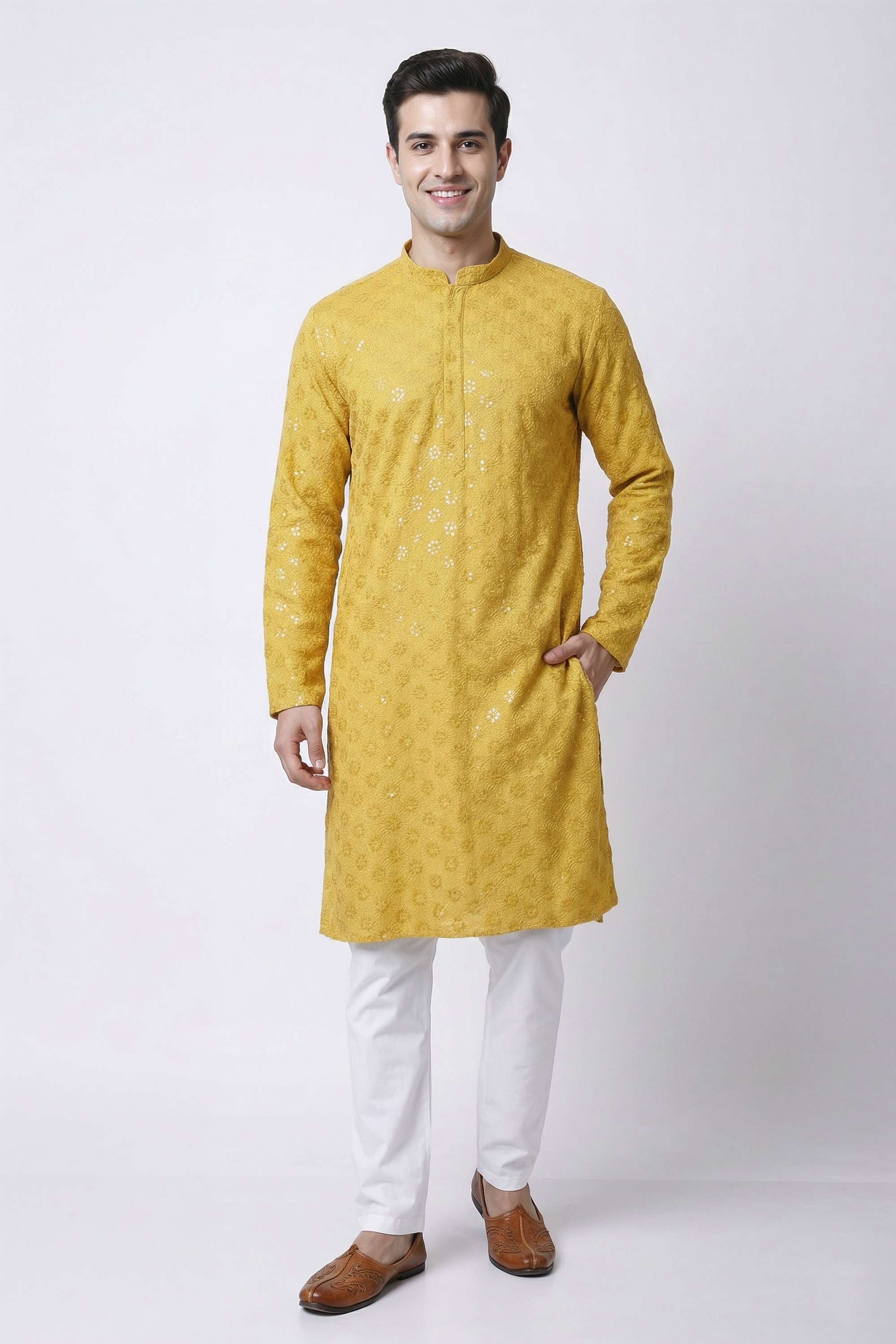 Floral-Rayon-Men-s-Casual-Wear-Kurta