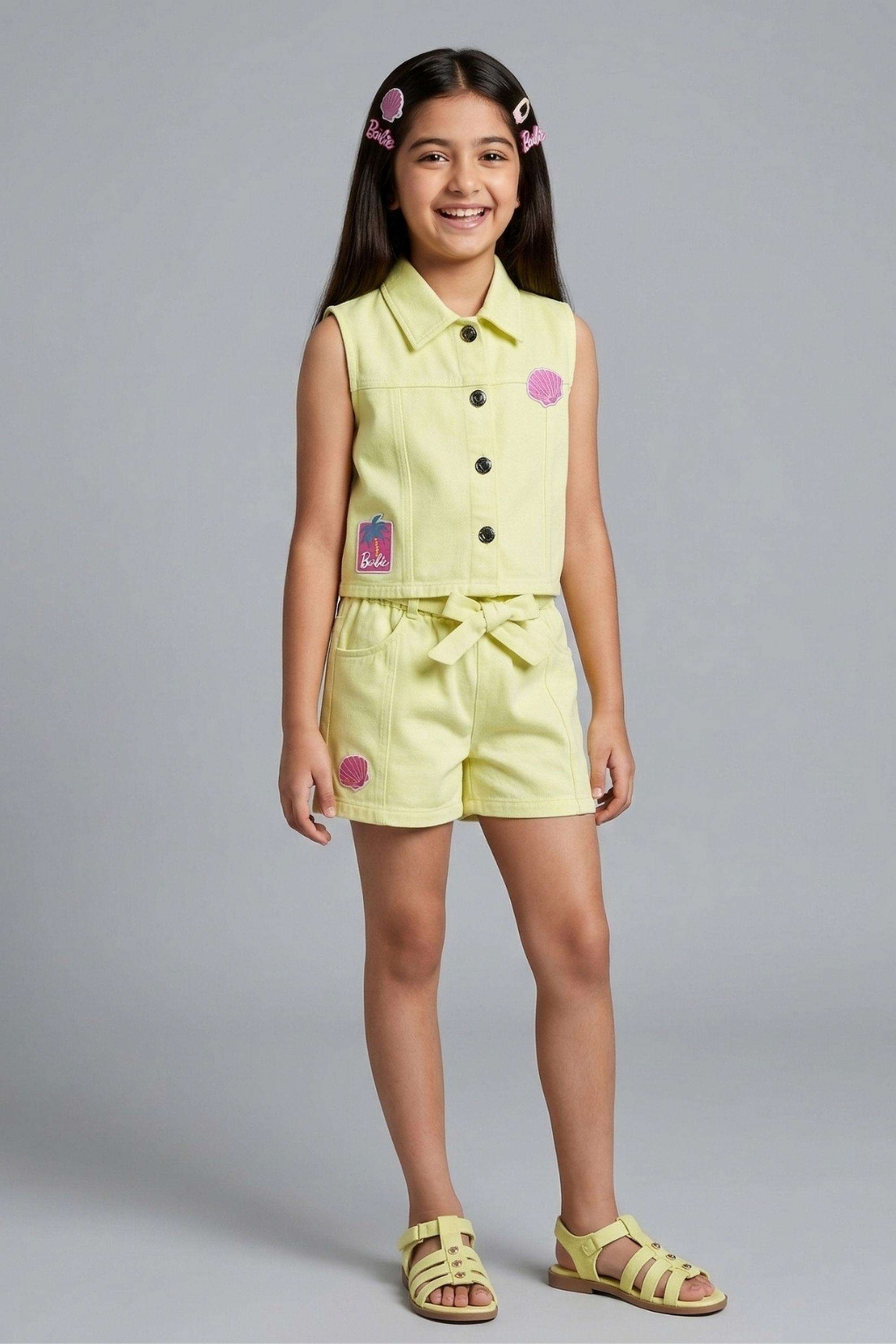 Solid-Cotton-Regular-Fit-Girls-Short-Set