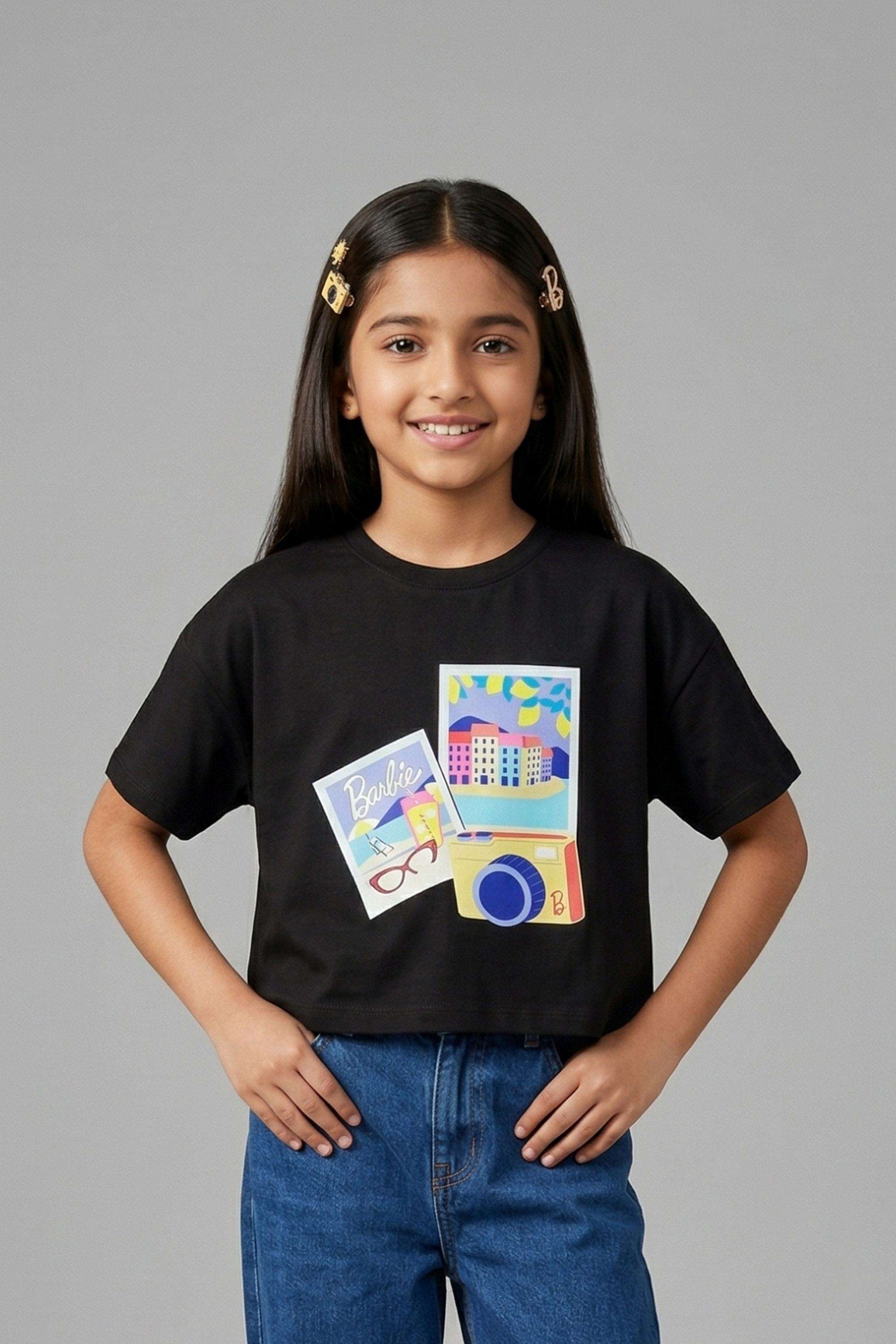 Solid-Cotton-Round-Neck-Girls-T-Shirt