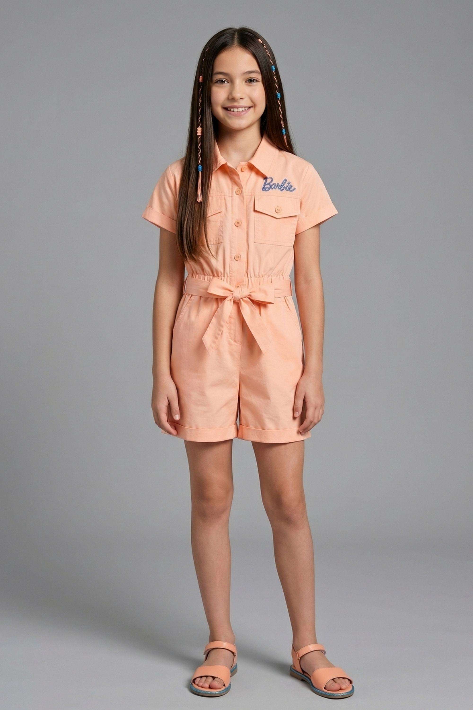 Solid-Cotton-Collared-Girls-s-Casual-Wear-Jumpsuit