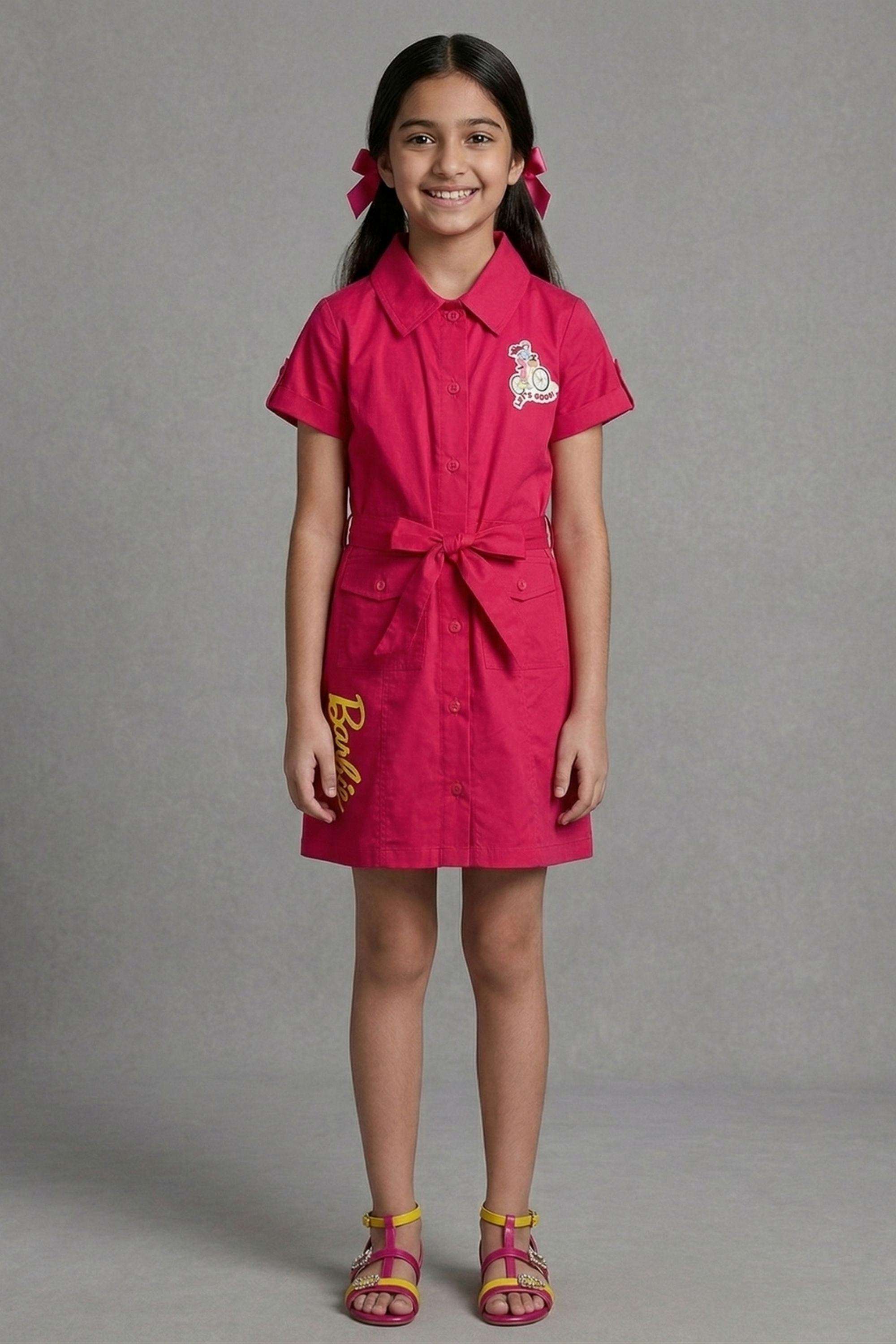 Solid-Cotton-Collared-Girls-Casual-Wear-Dress