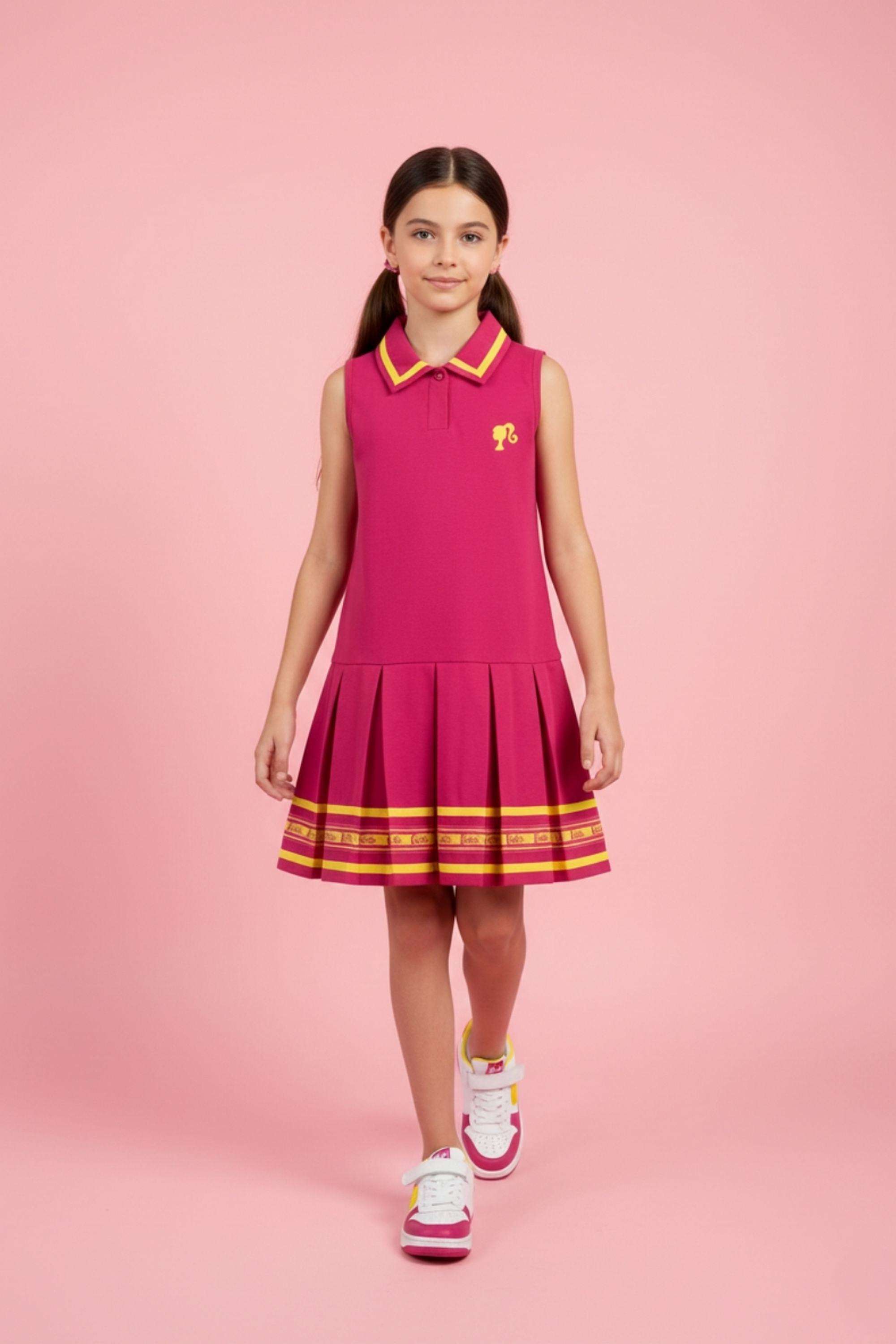 Solid-Cotton-Blend-Collared-Girls-Casual-Wear-Dress