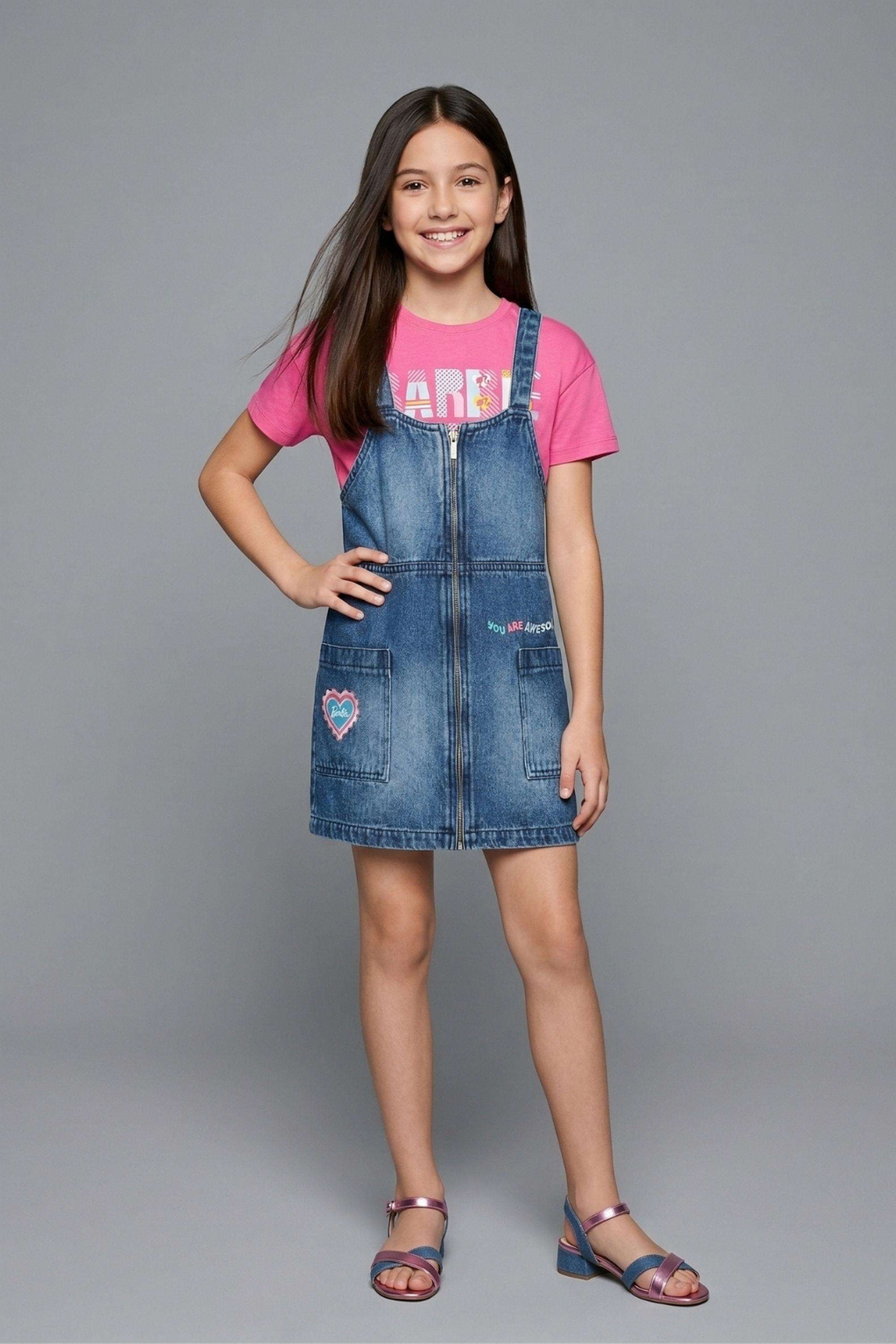 Solid-Cotton-Knee-Length-Girls-Dungaree