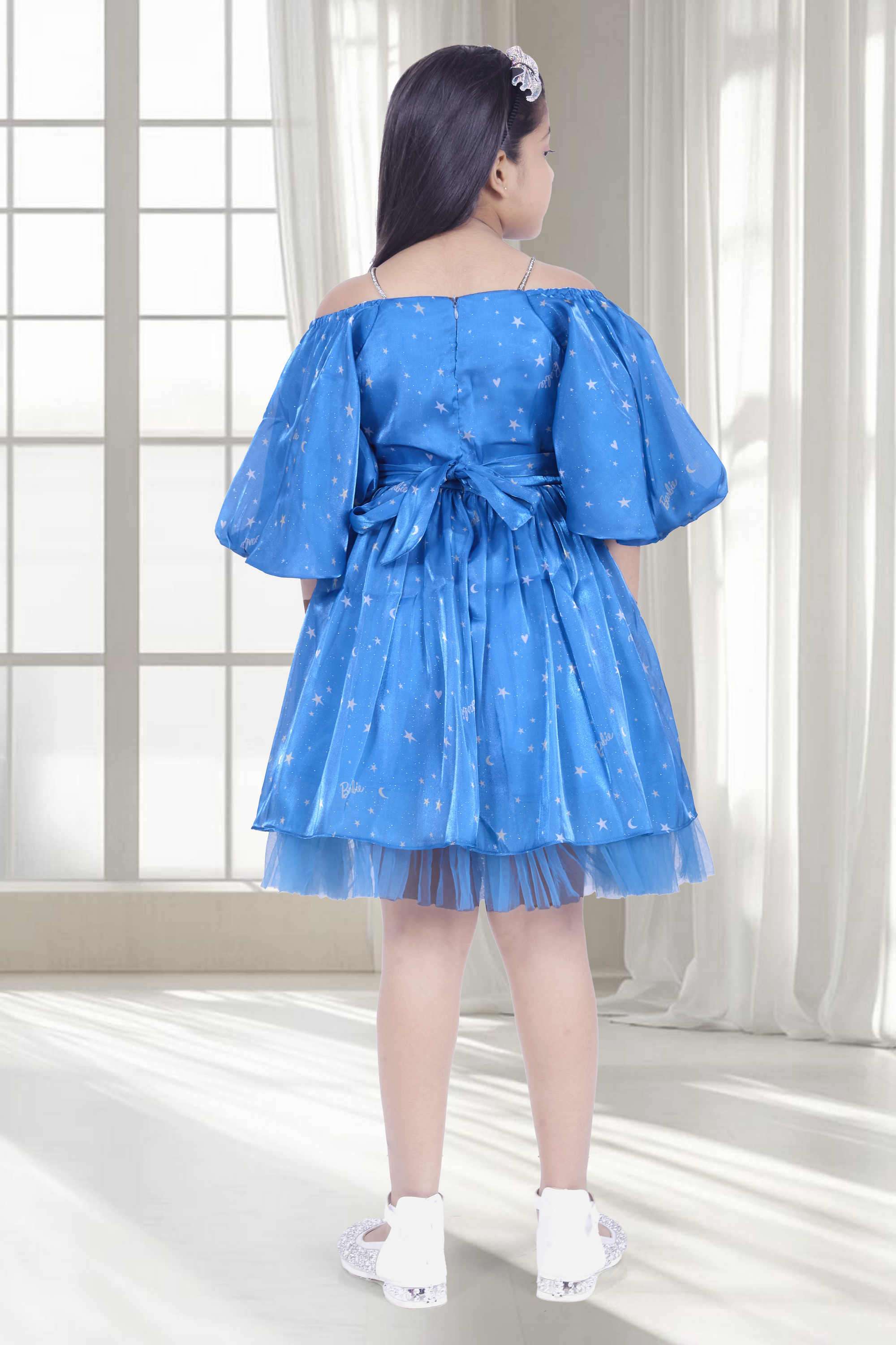 Printed-Polyester-Off-Shoulder-Girls-s-Party-Wear-Frock
