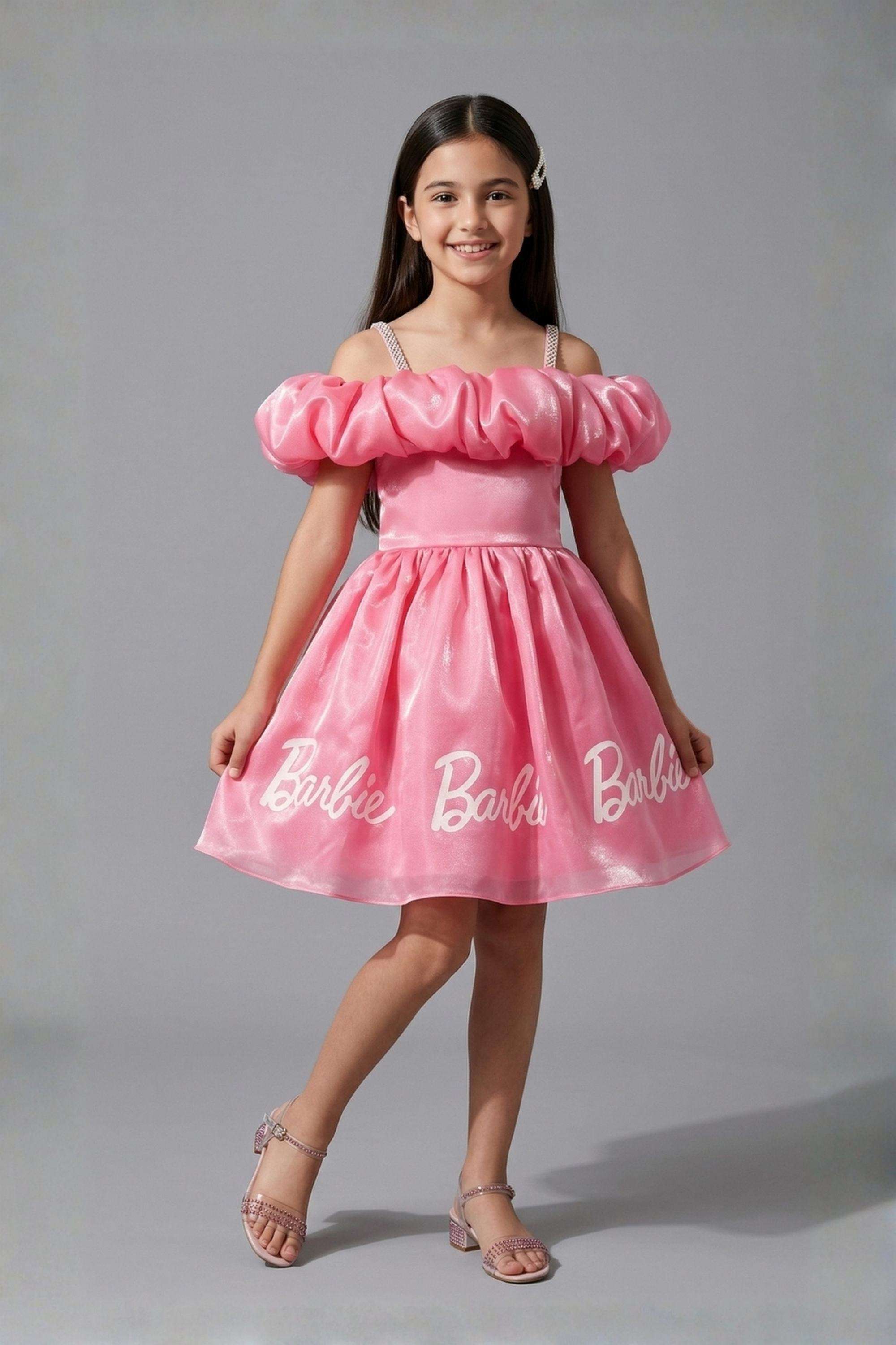 Solid-Polyester-Off-Shoulder-Girls-Party-Wear-Frock