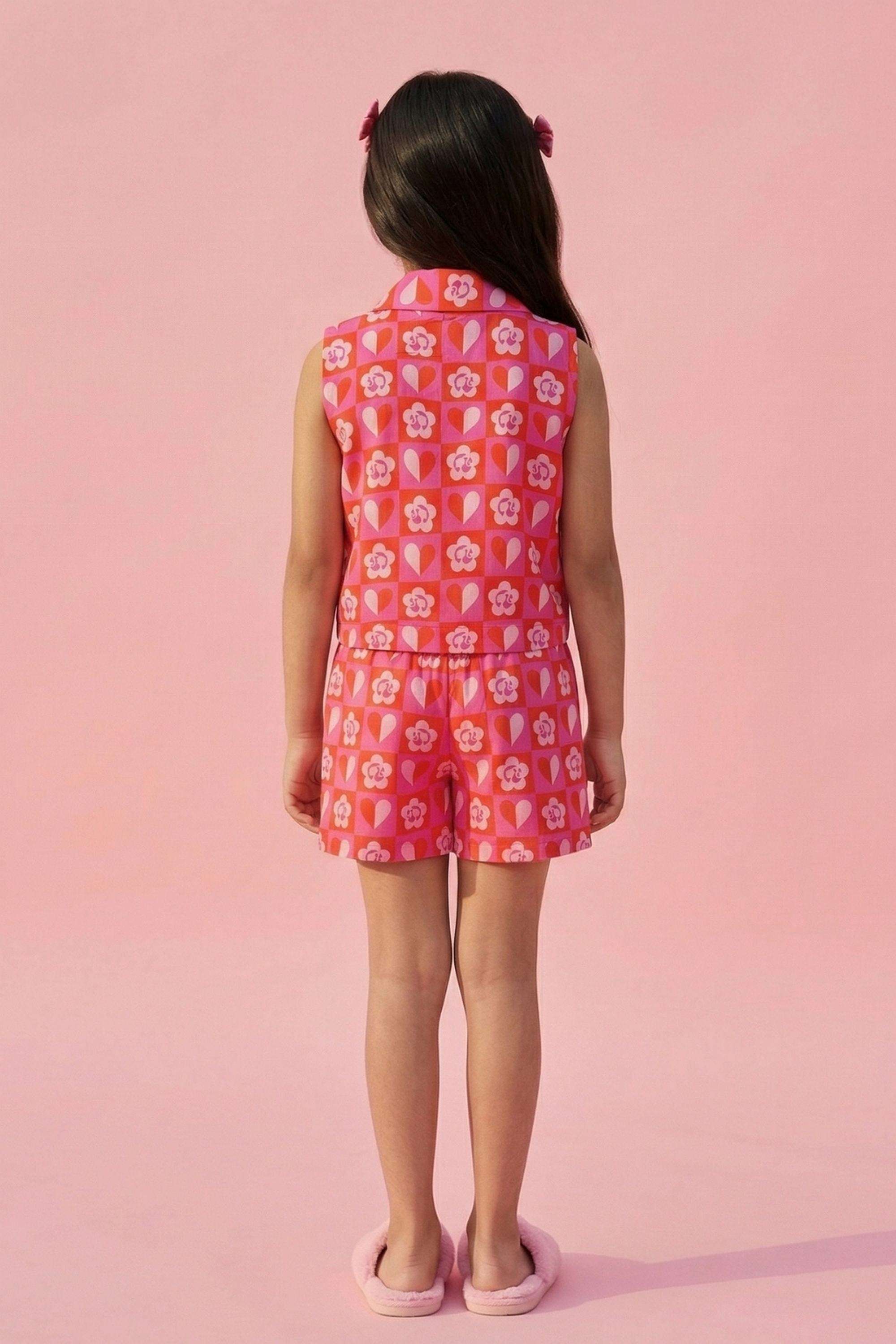 Printed-Blended-Fabric-Knee-Length-Girls-Co-Ord-Set