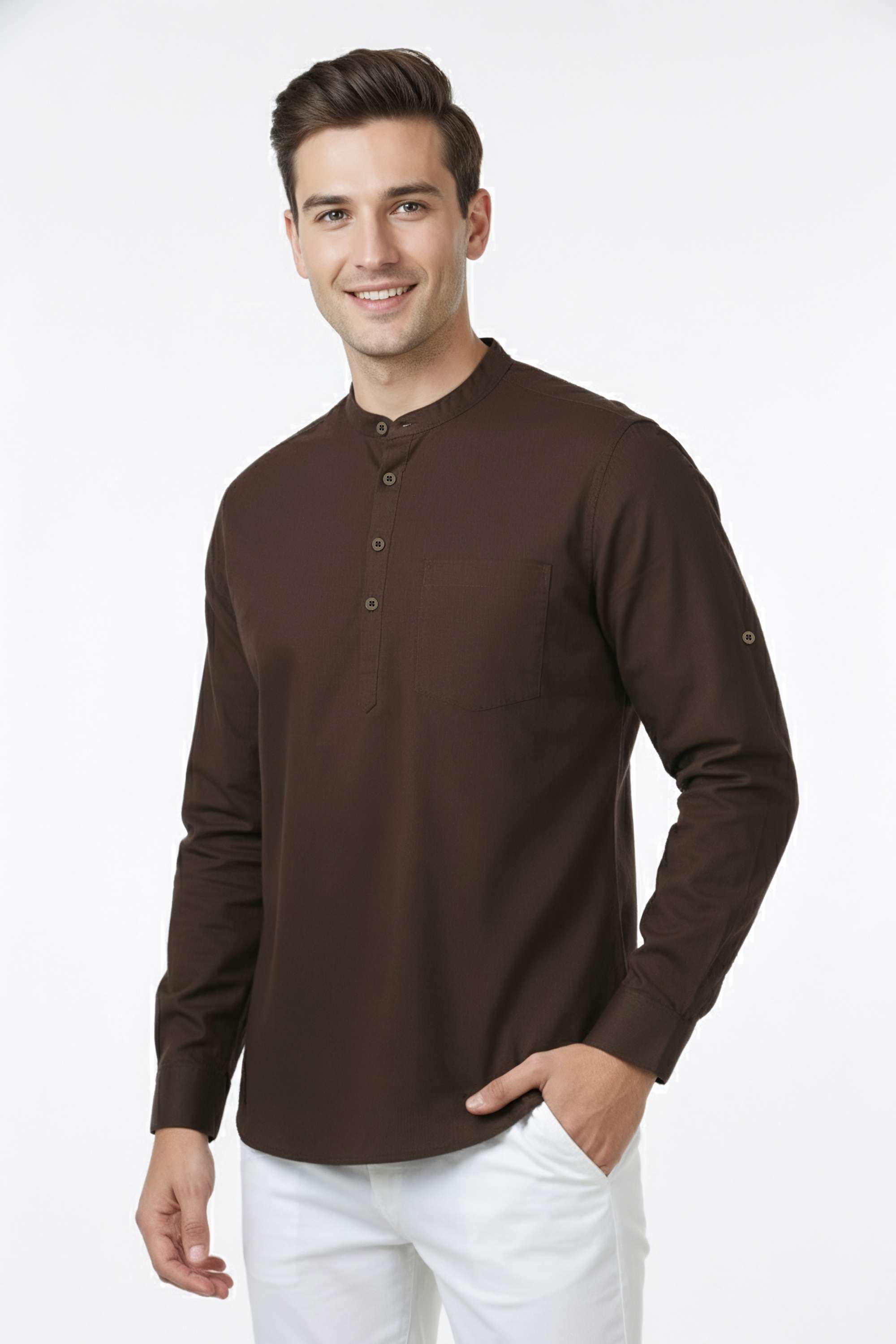 Solid-Cotton-Men-s-Casual-Wear-Short-Kurta