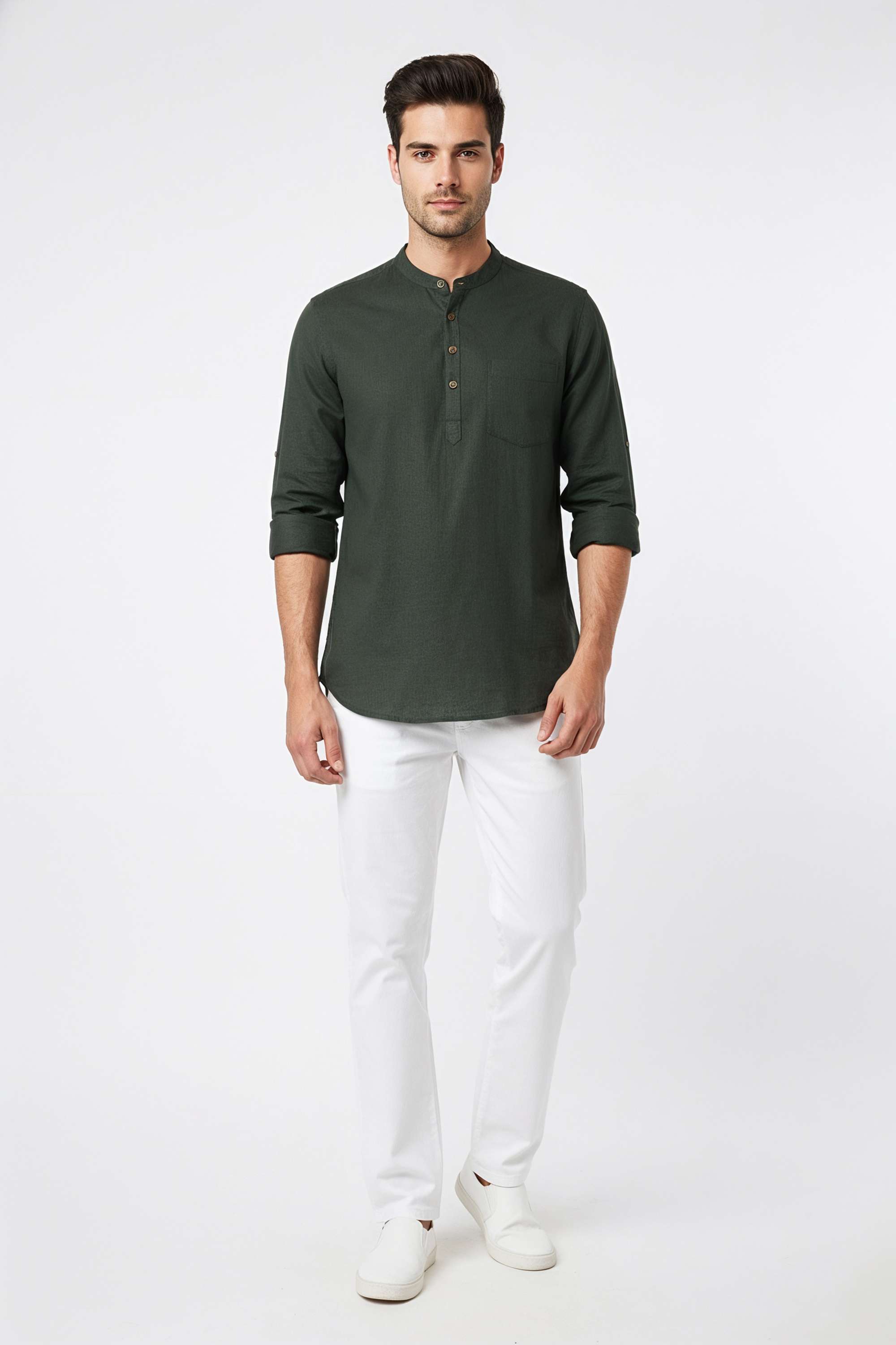 Dobby-Cotton-Men-s-Casual-Wear-Short-Kurta