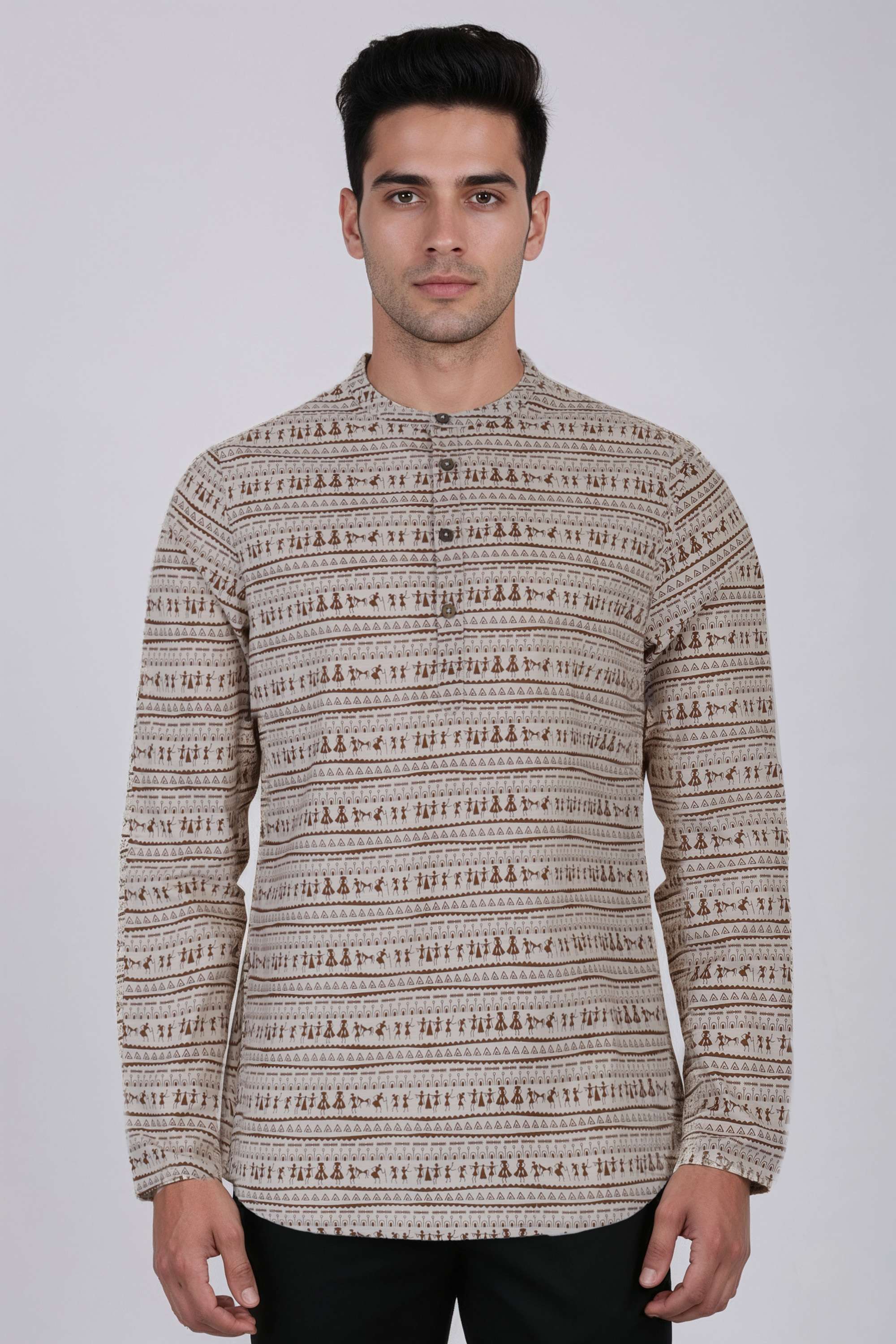Printed-Blended-Fabric-Men-s-Casual-Wear-Short-Kurta